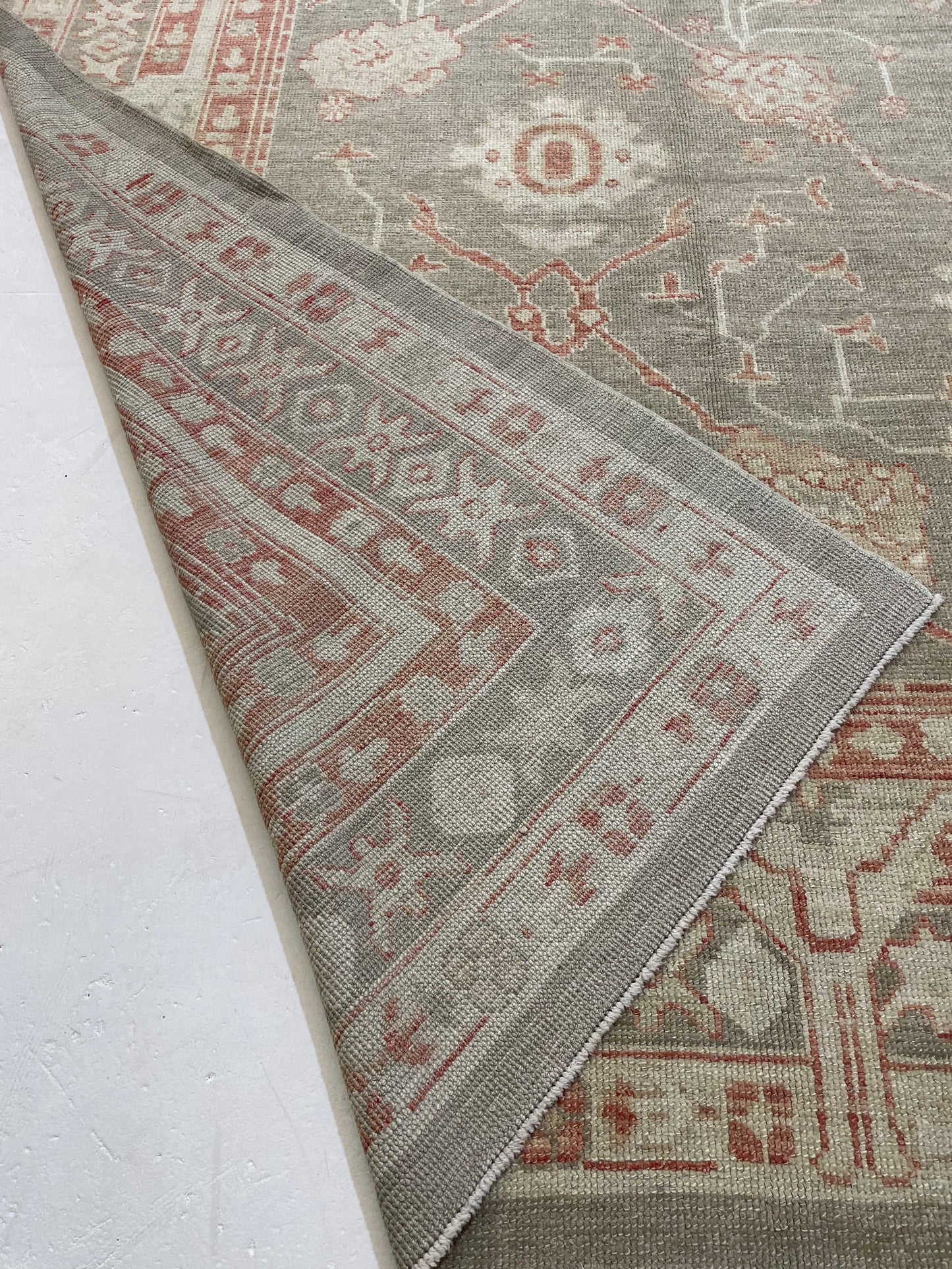Hand-Knotted Wool Rug Turkish Oushak 10'4" x 14'5"