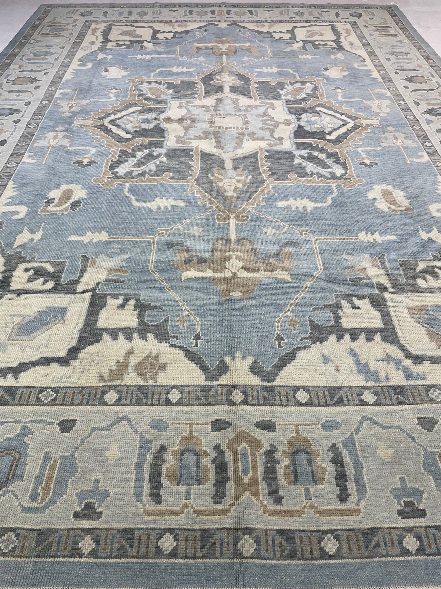 Hand-Knotted Wool Rug Turkish Oushak 10'2" x 14'5"
