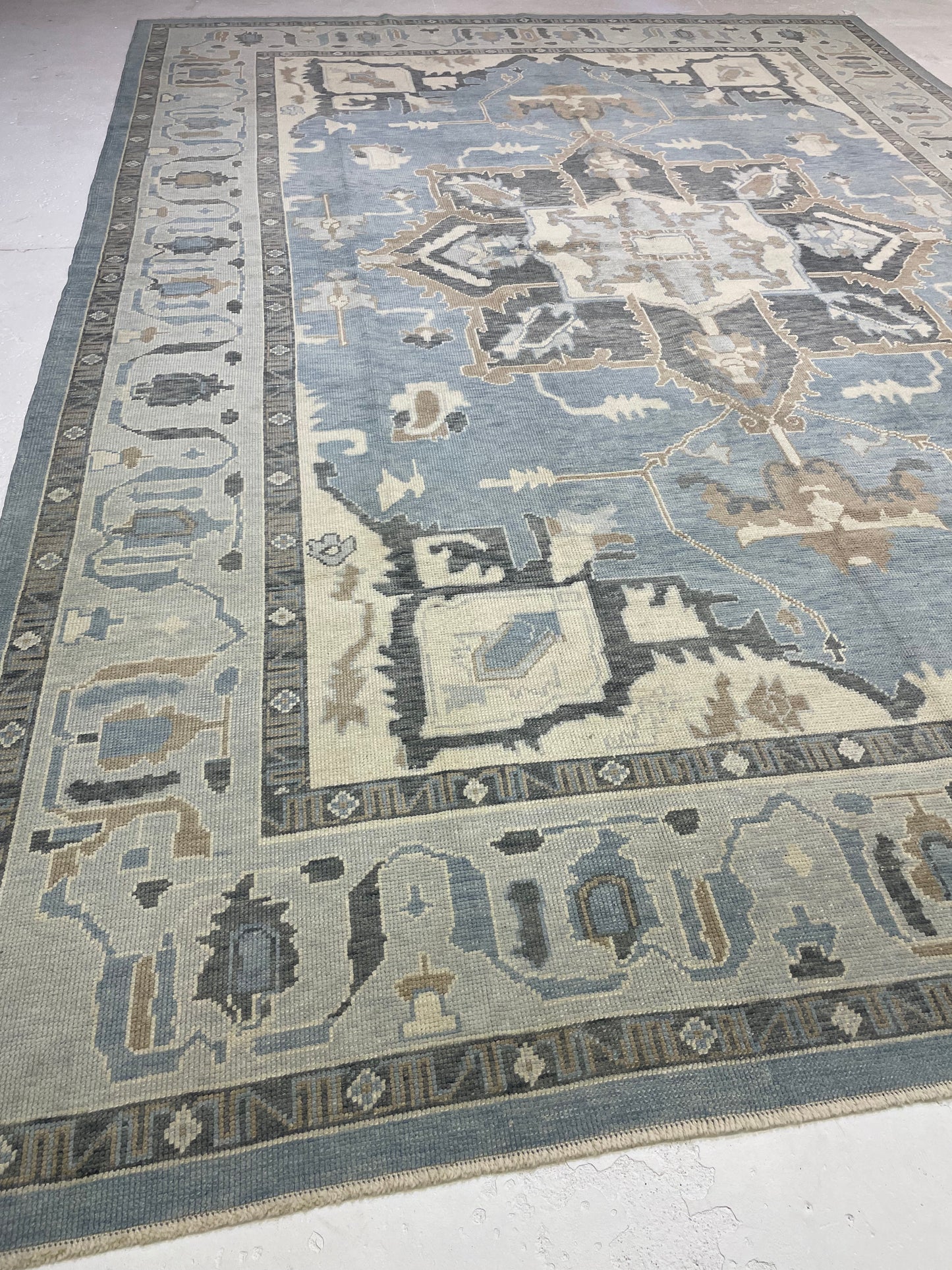 Hand-Knotted Wool Rug Turkish Oushak 10'2" x 14'5"