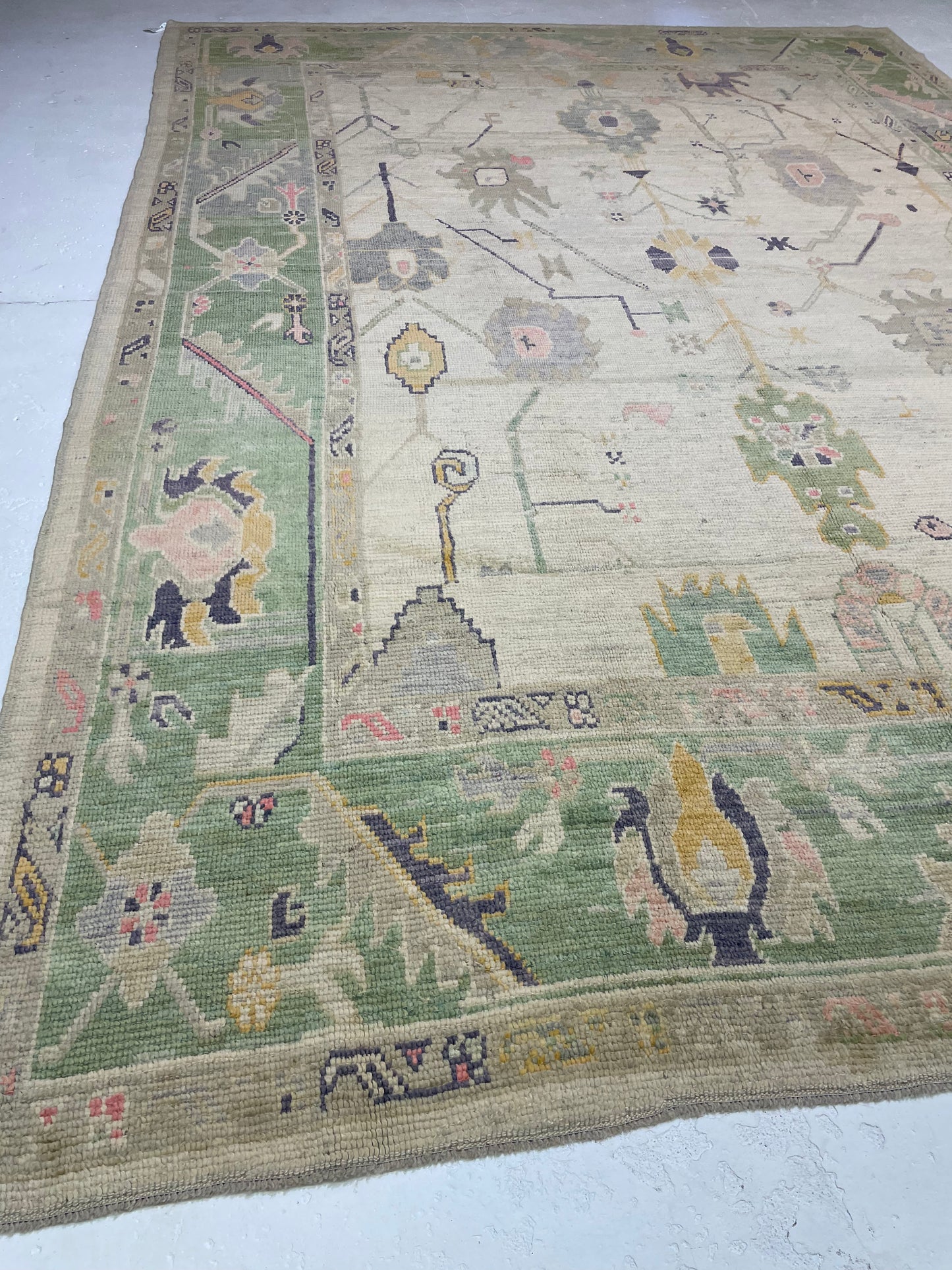 Hand-Knotted Wool Rug Turkish Oushak 10' x 14'