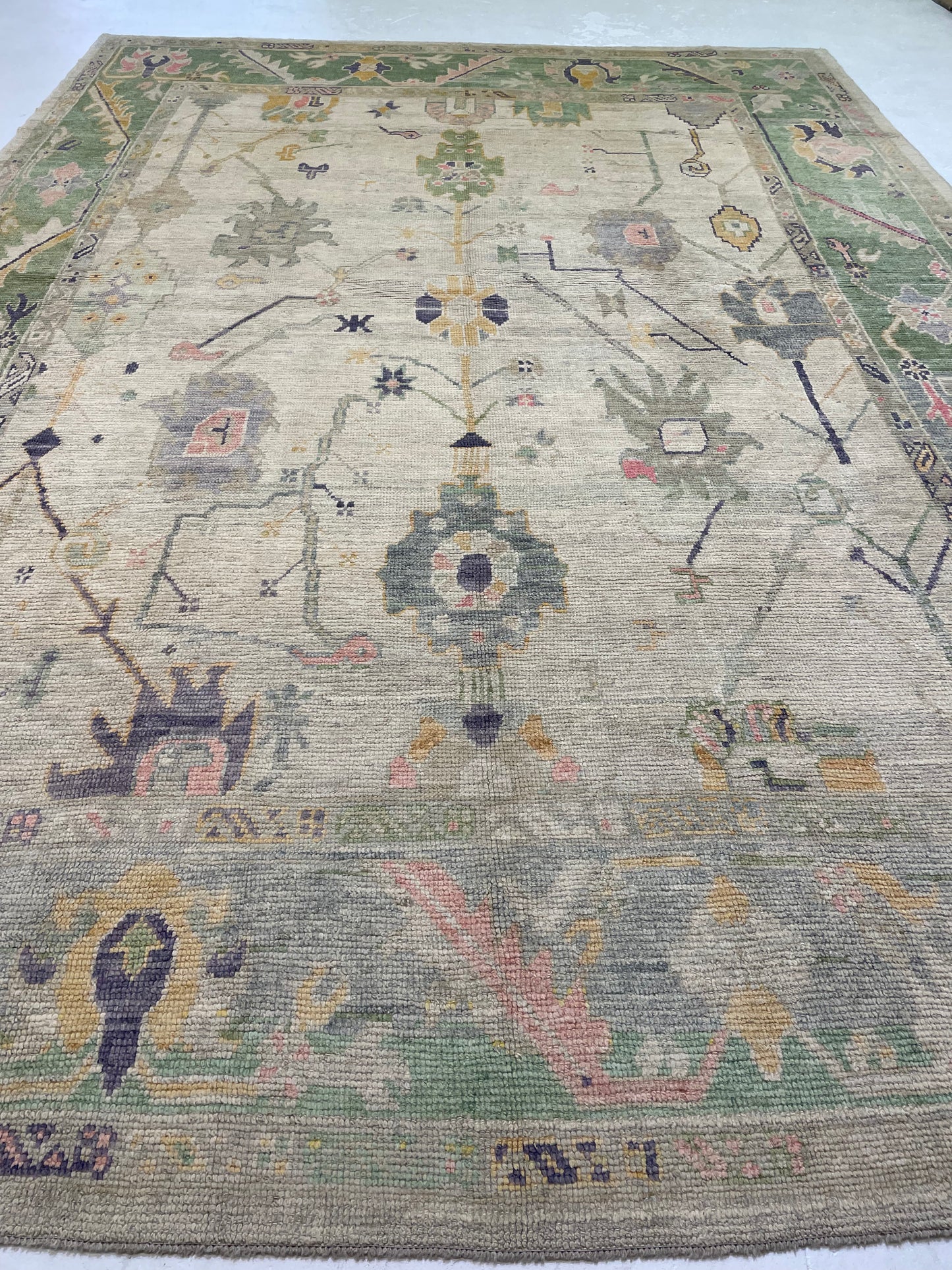 Hand-Knotted Wool Rug Turkish Oushak 10' x 14'