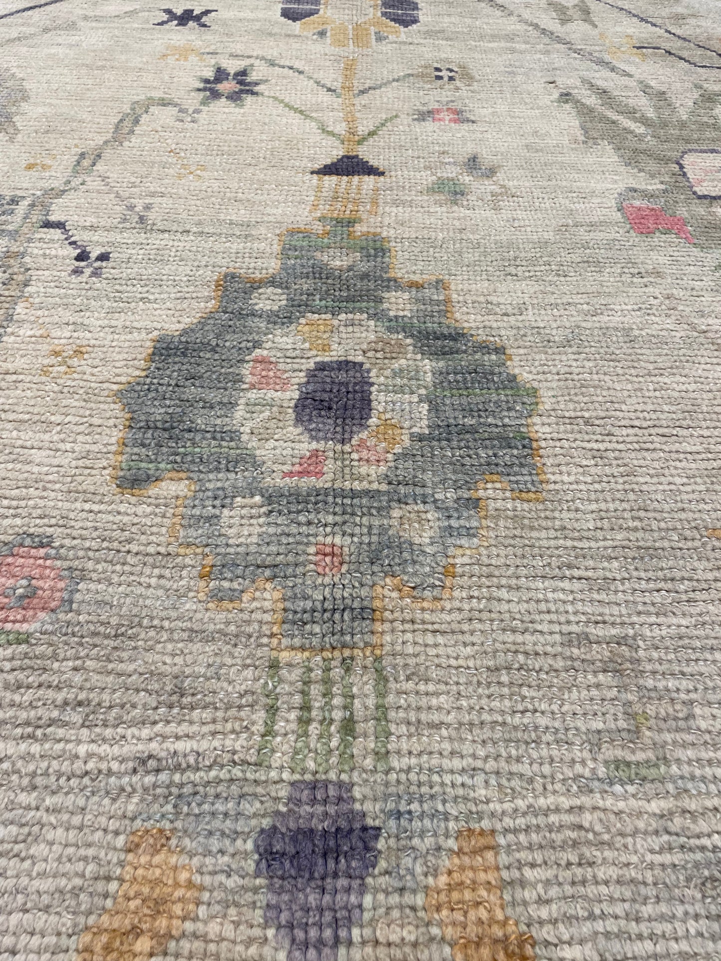 Hand-Knotted Wool Rug Turkish Oushak 10' x 14'