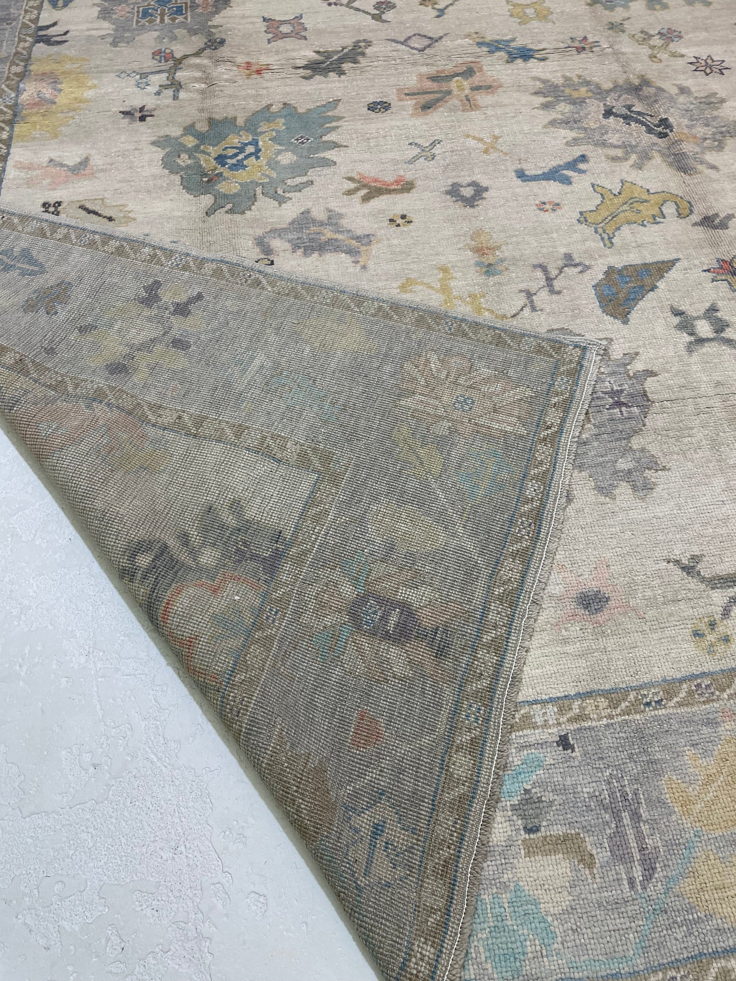 Hand-Knotted Wool Rug Turkish Oushak 10' x 13'8"