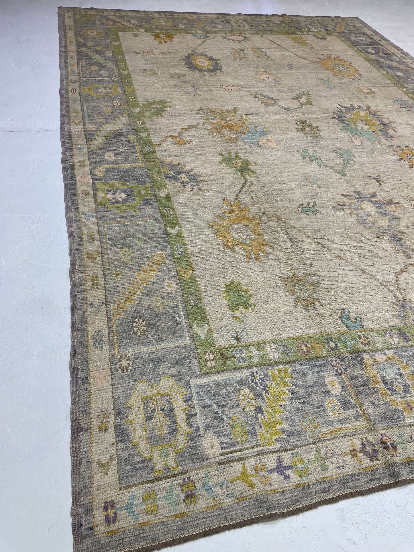 Hand-Knotted Wool Rug Turkish Oushak 10'2" x 14'2"