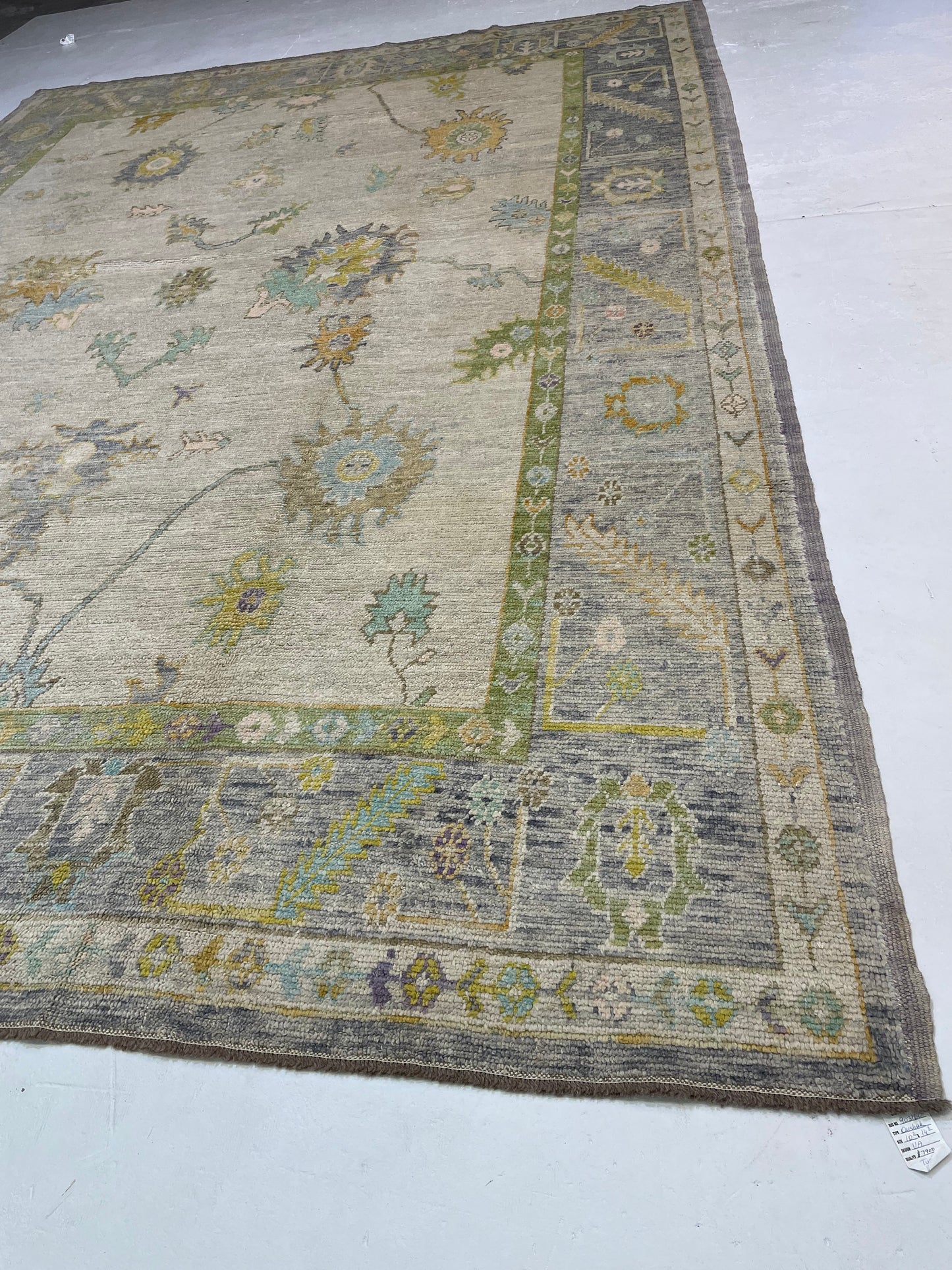 Hand-Knotted Wool Rug Turkish Oushak 10'2" x 14'2"