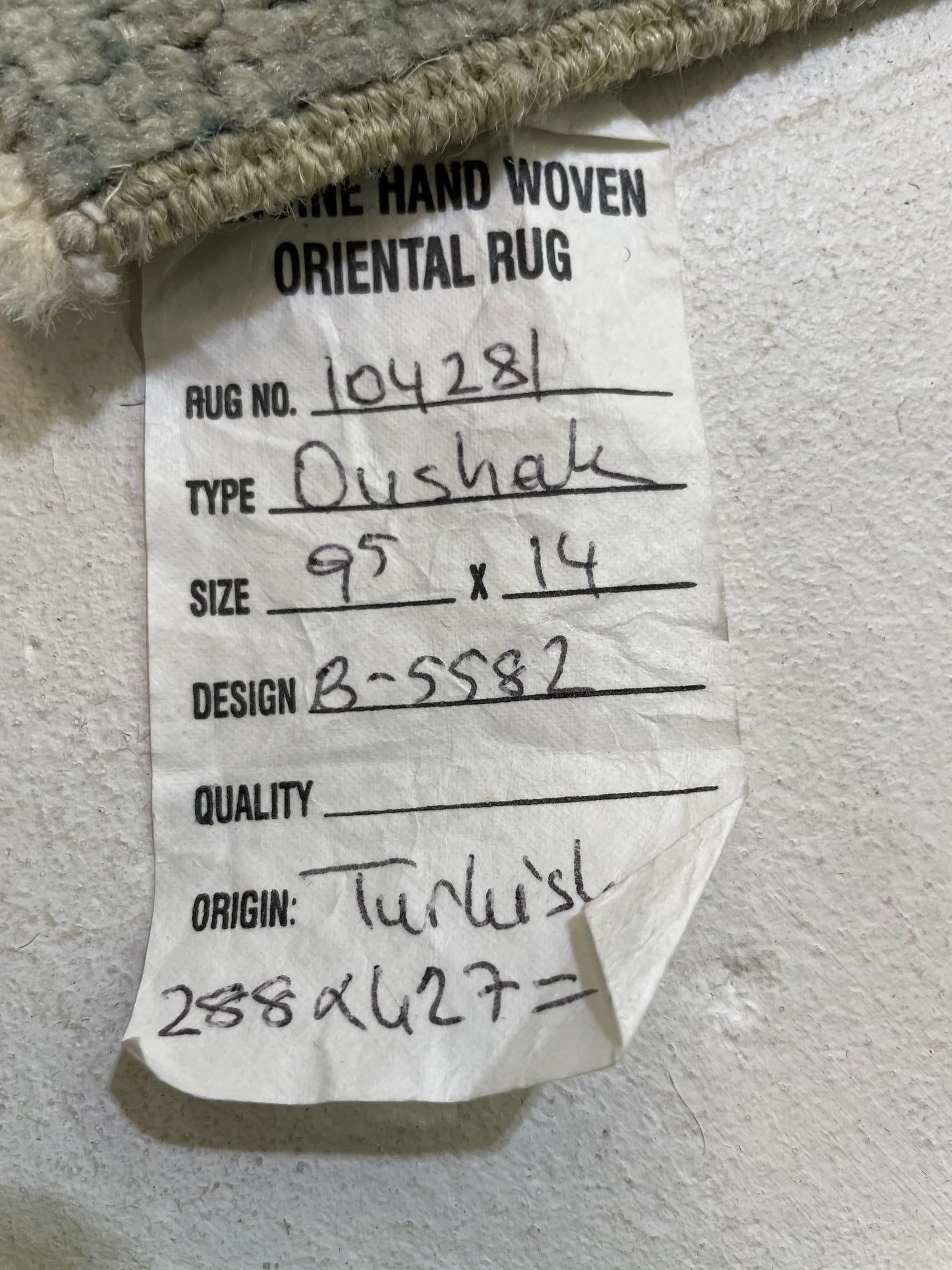 Hand-Knotted Wool Rug Turkish Oushak 9'5" x 14'