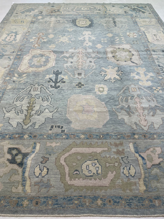Hand-Knotted Wool Rug Turkish Oushak 10'5" x 13'7"