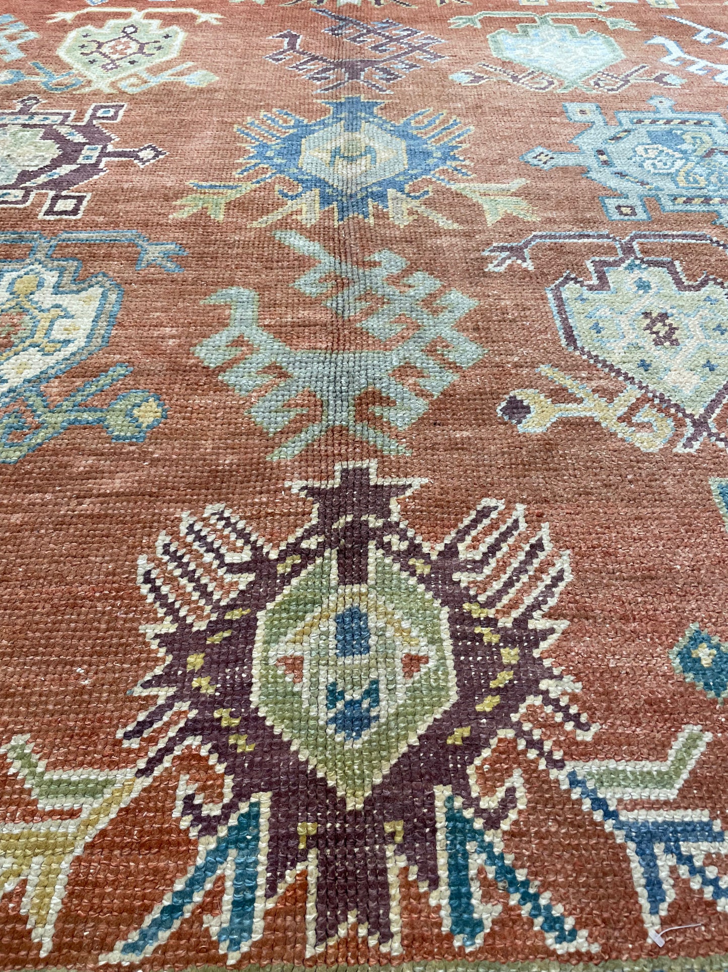 Hand-Knotted Wool Rug Turkish Oushak 12'2" x 17'