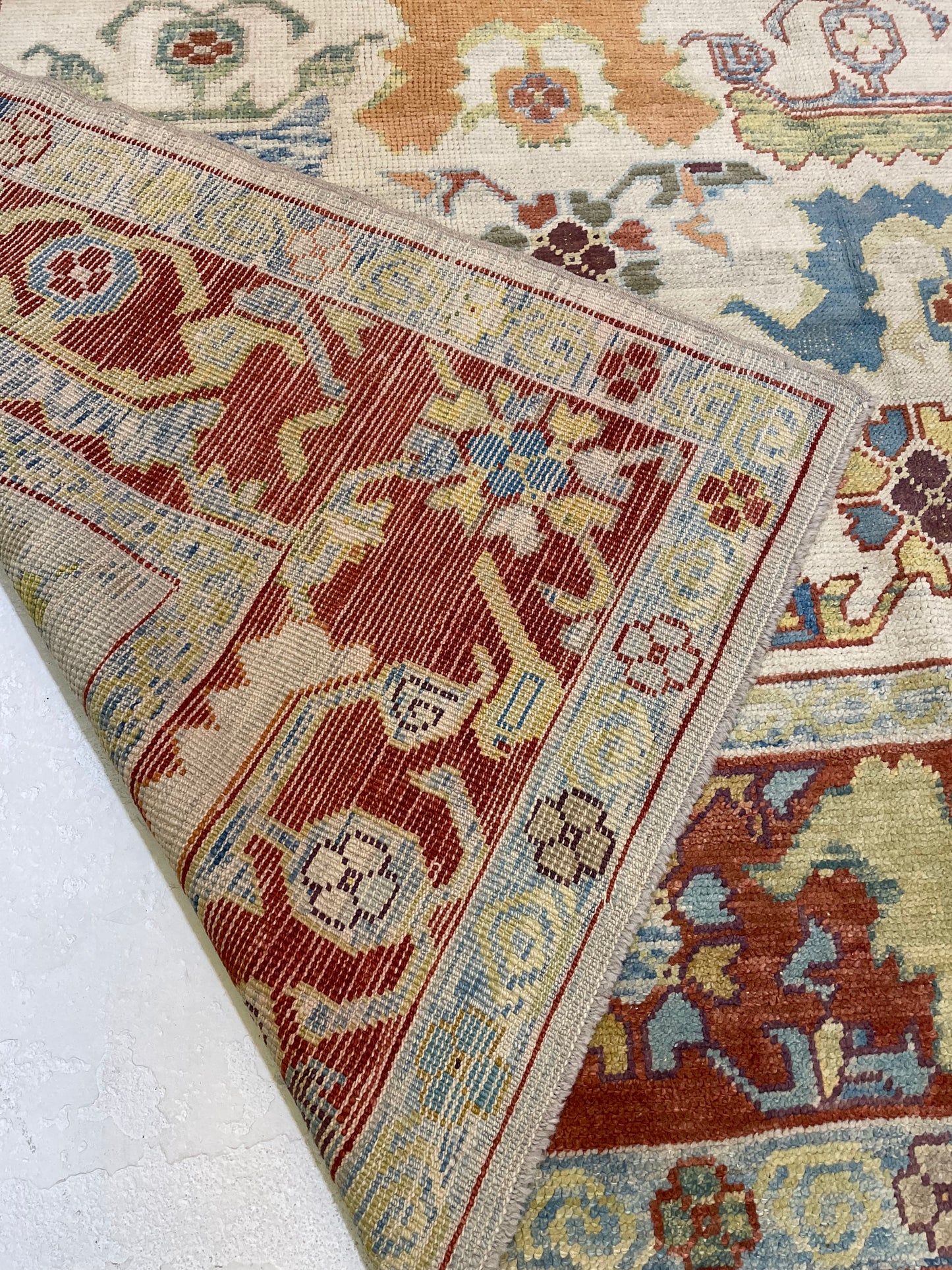 Hand-Knotted Wool Rug Turkish Oushak 10'7" x 14'10"