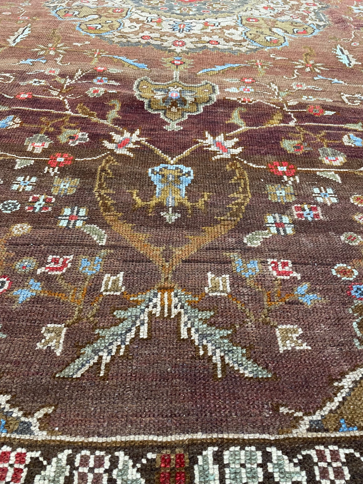 Hand-Knotted Wool Rug Turkish Oushak 7'8" x 12'