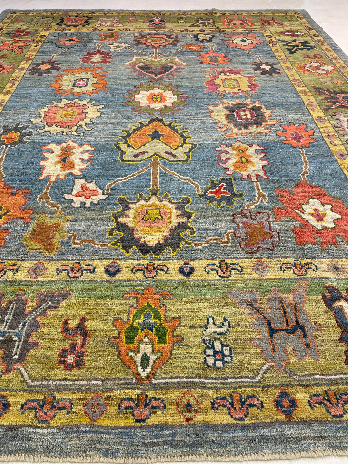 Hand-Knotted Wool Rug Turkish Oushak 10'6" x 13'4"