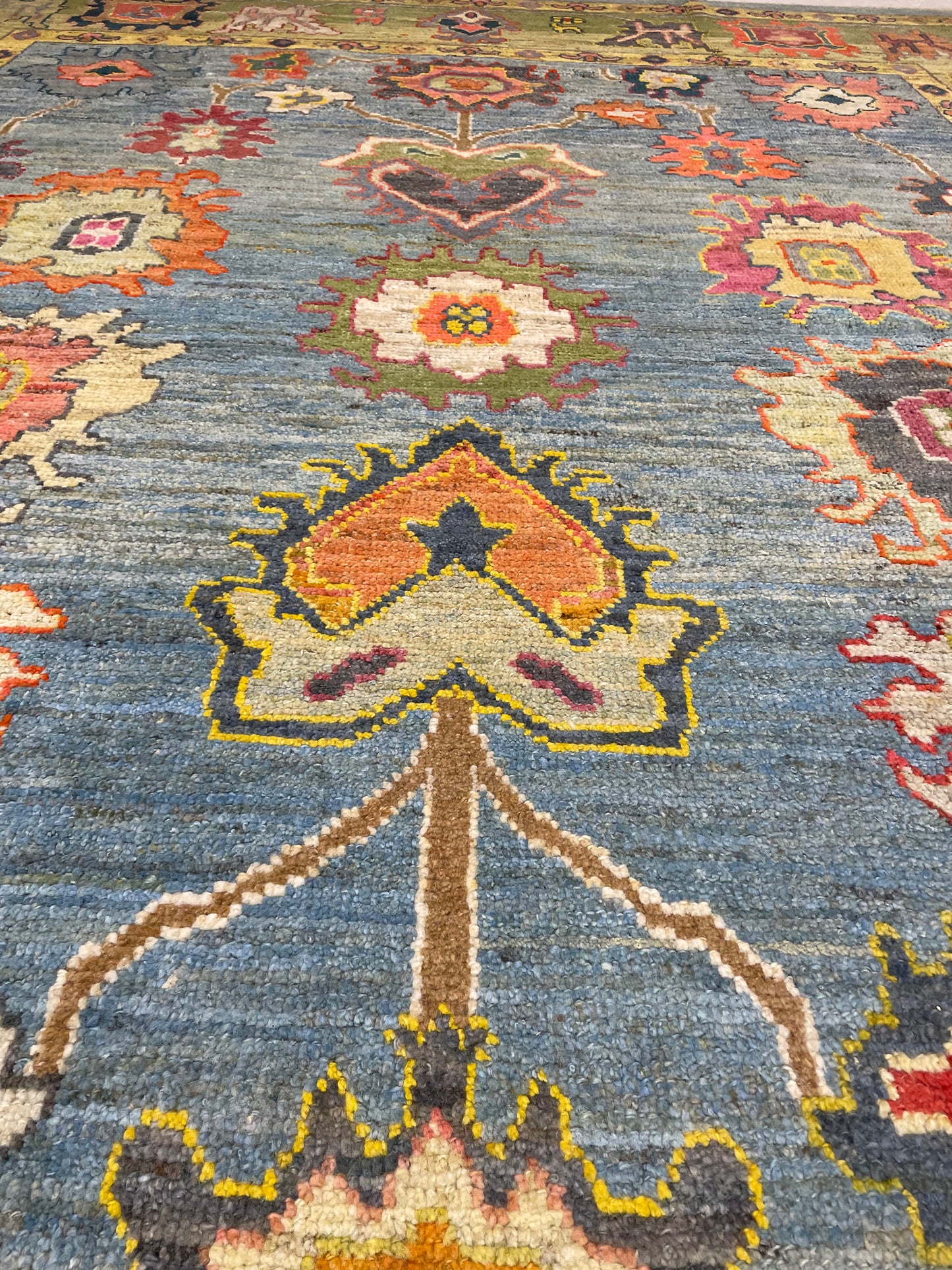 Hand-Knotted Wool Rug Turkish Oushak 10'6" x 13'4"