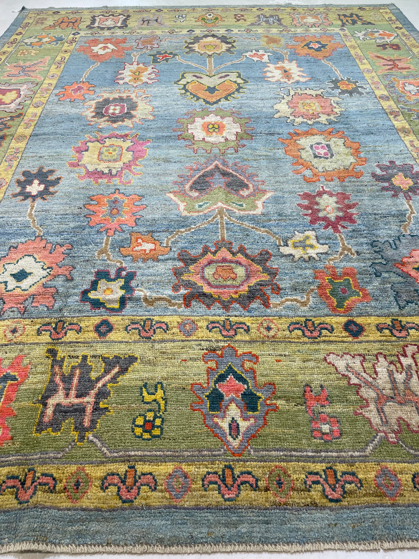 Hand-Knotted Wool Rug Turkish Oushak 10'6" x 13'4"