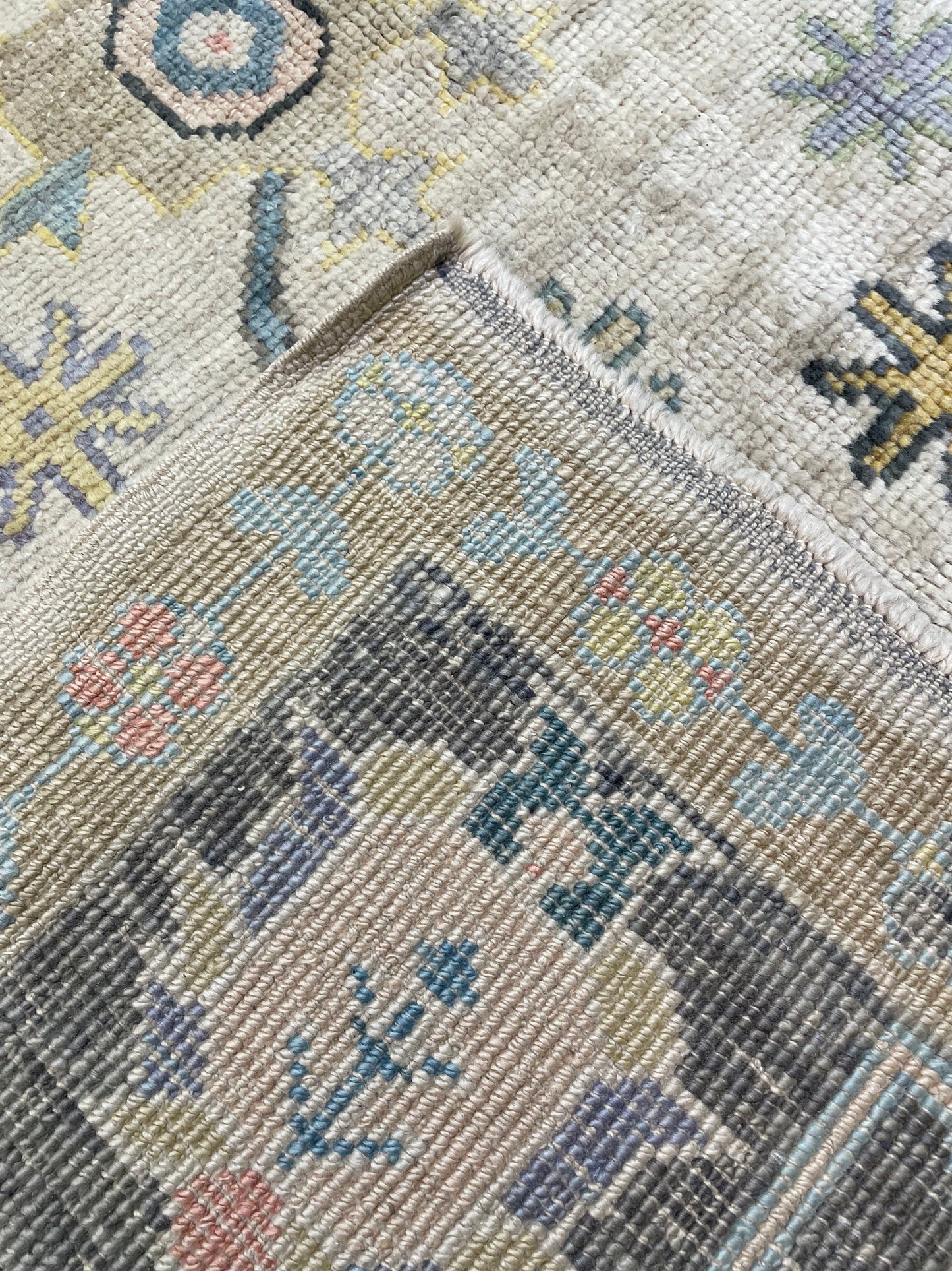 Hand-Knotted Wool Rug Turkish Oushak 9'2" x 11'8"