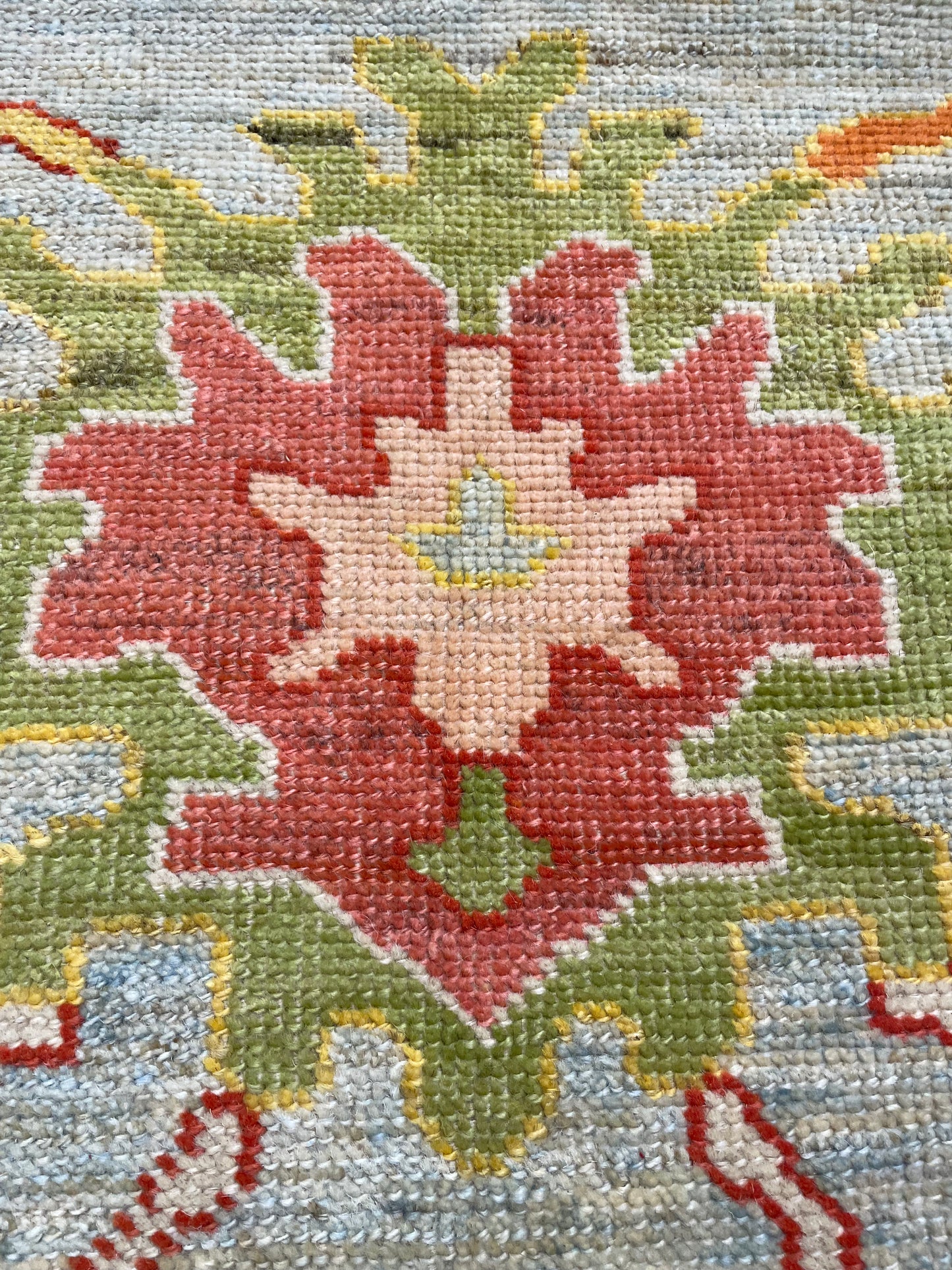 Hand-Knotted Wool Rug Turkish Oushak 11'4" x 14'6"