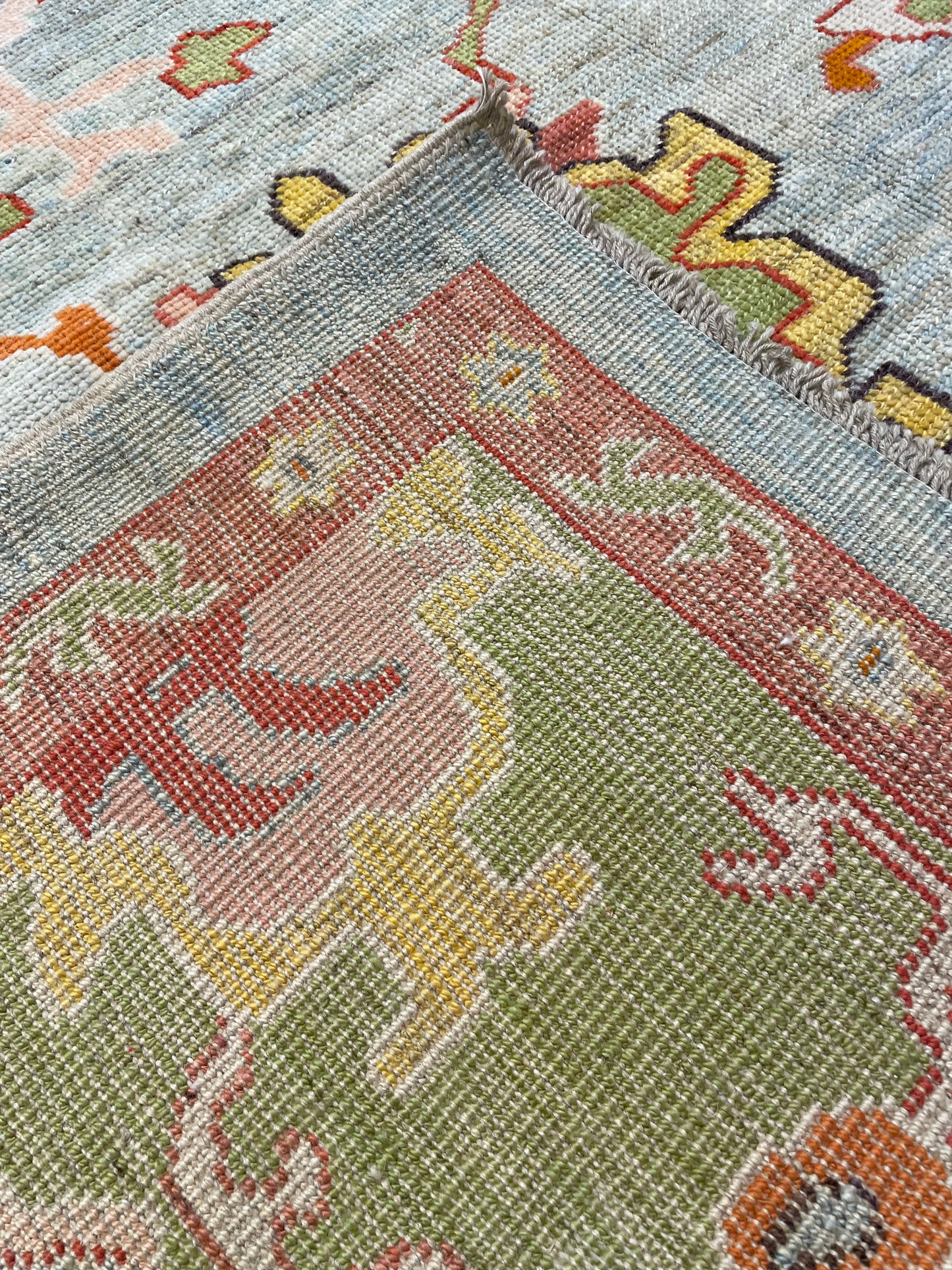 Hand-Knotted Wool Rug Turkish Oushak 11'4" x 14'6"