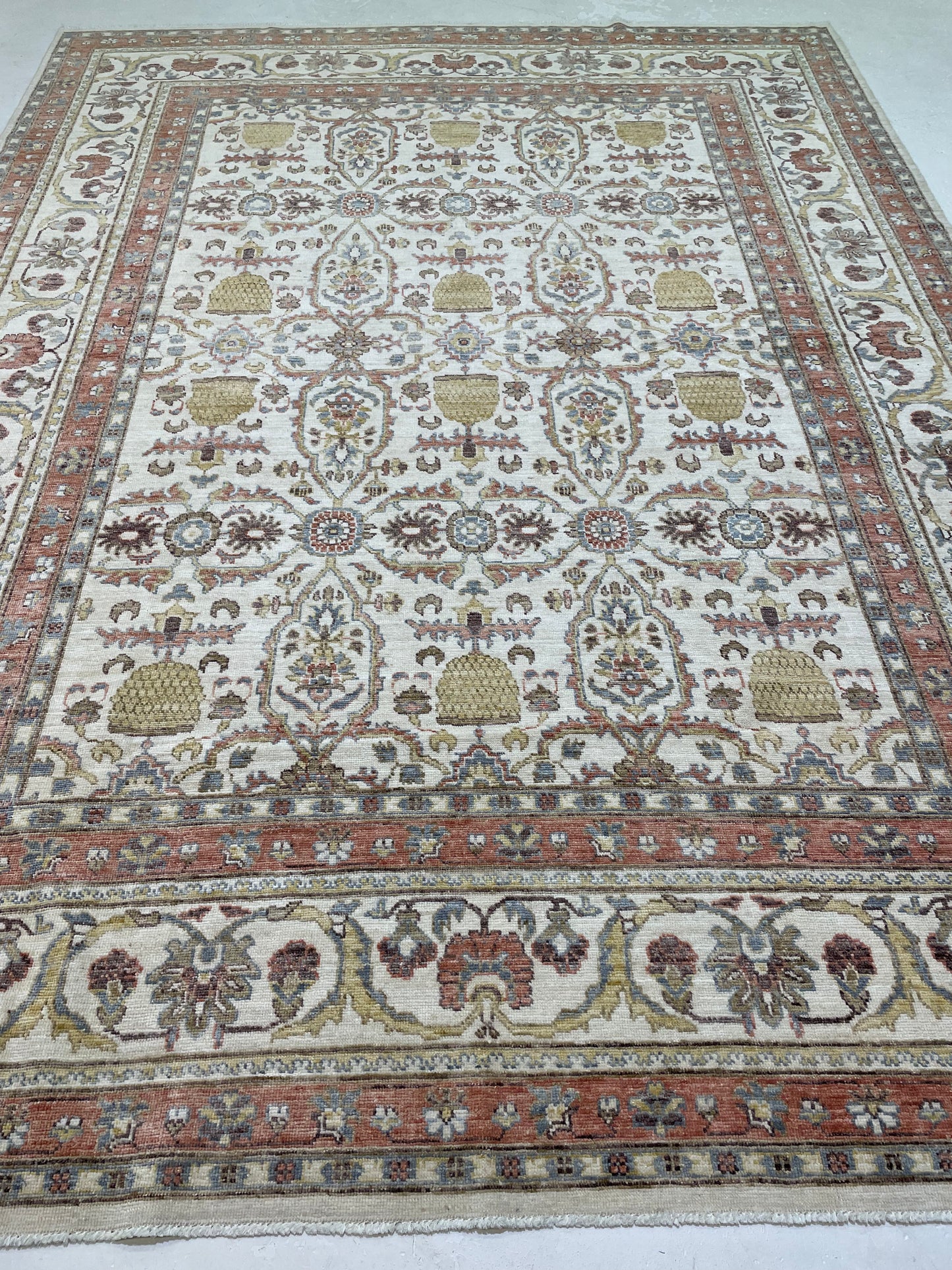 Hand-Knotted Wool Rug Turkish Oushak 8'9" x 11'8"