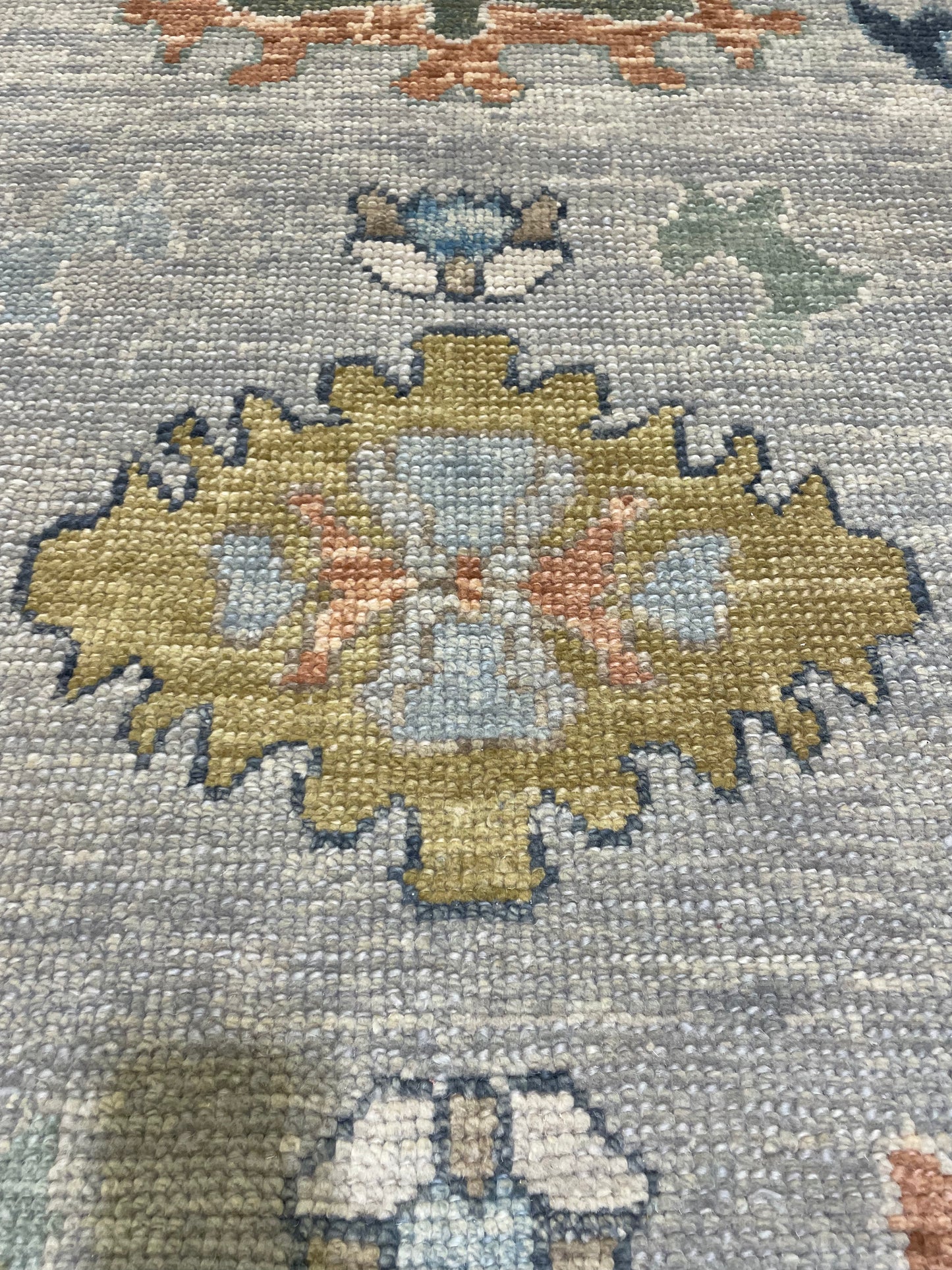 Hand-Knotted Wool Rug Turkish Oushak 9' x 12'8"