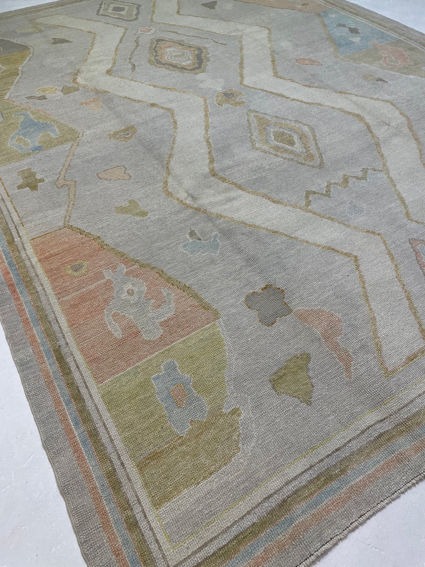 Hand-Knotted Wool Rug Turkish Oushak 9'4" x 12'4"