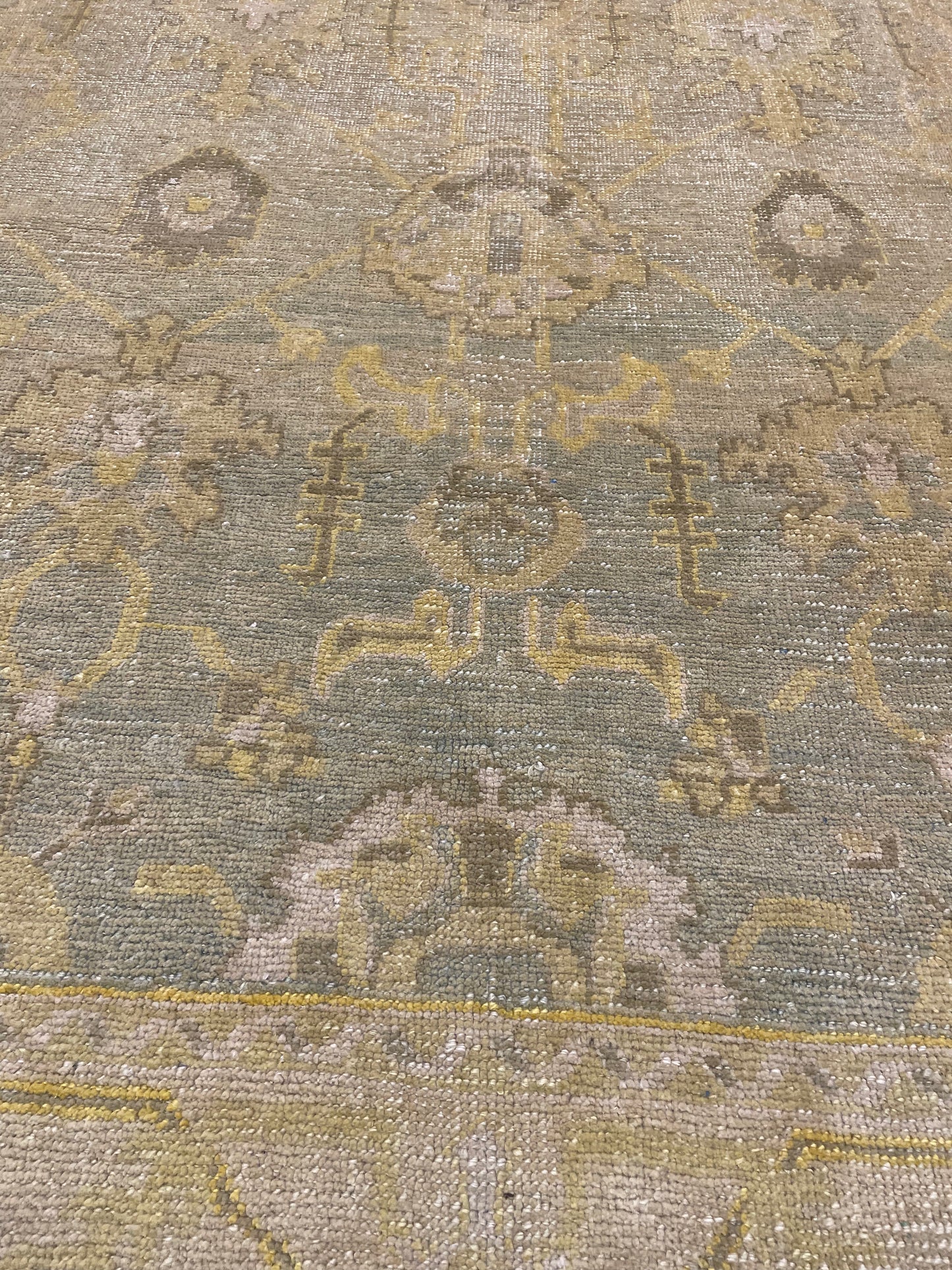 Hand-Knotted Wool Rug Turkish Oushak 10'5" x 13'3"