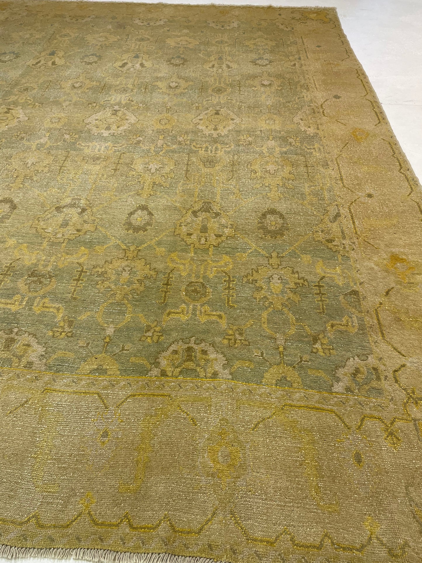 Hand-Knotted Wool Rug Turkish Oushak 10'5" x 13'3"