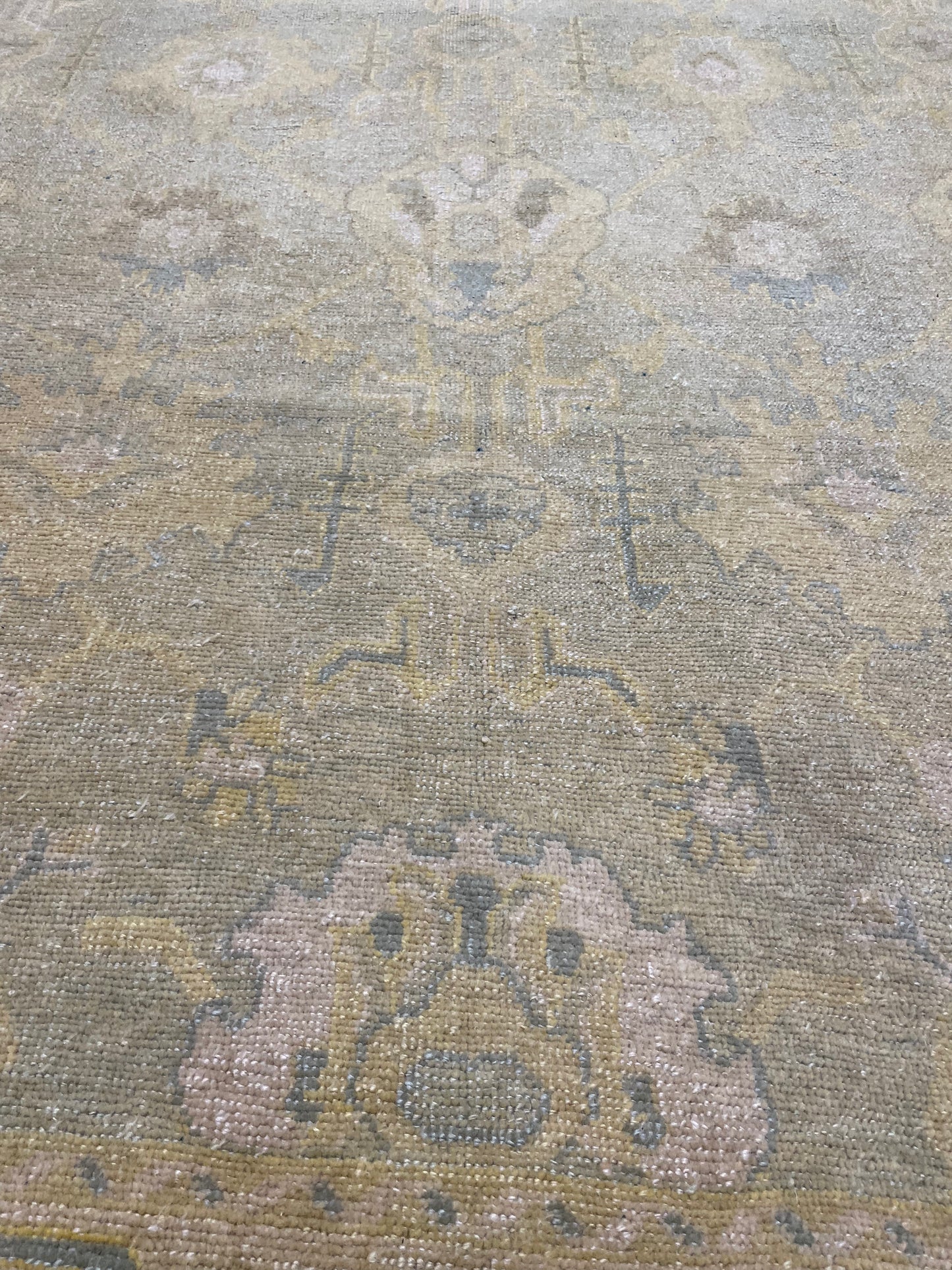 Hand-Knotted Wool Rug Turkish Oushak 10'5" x 13'3"