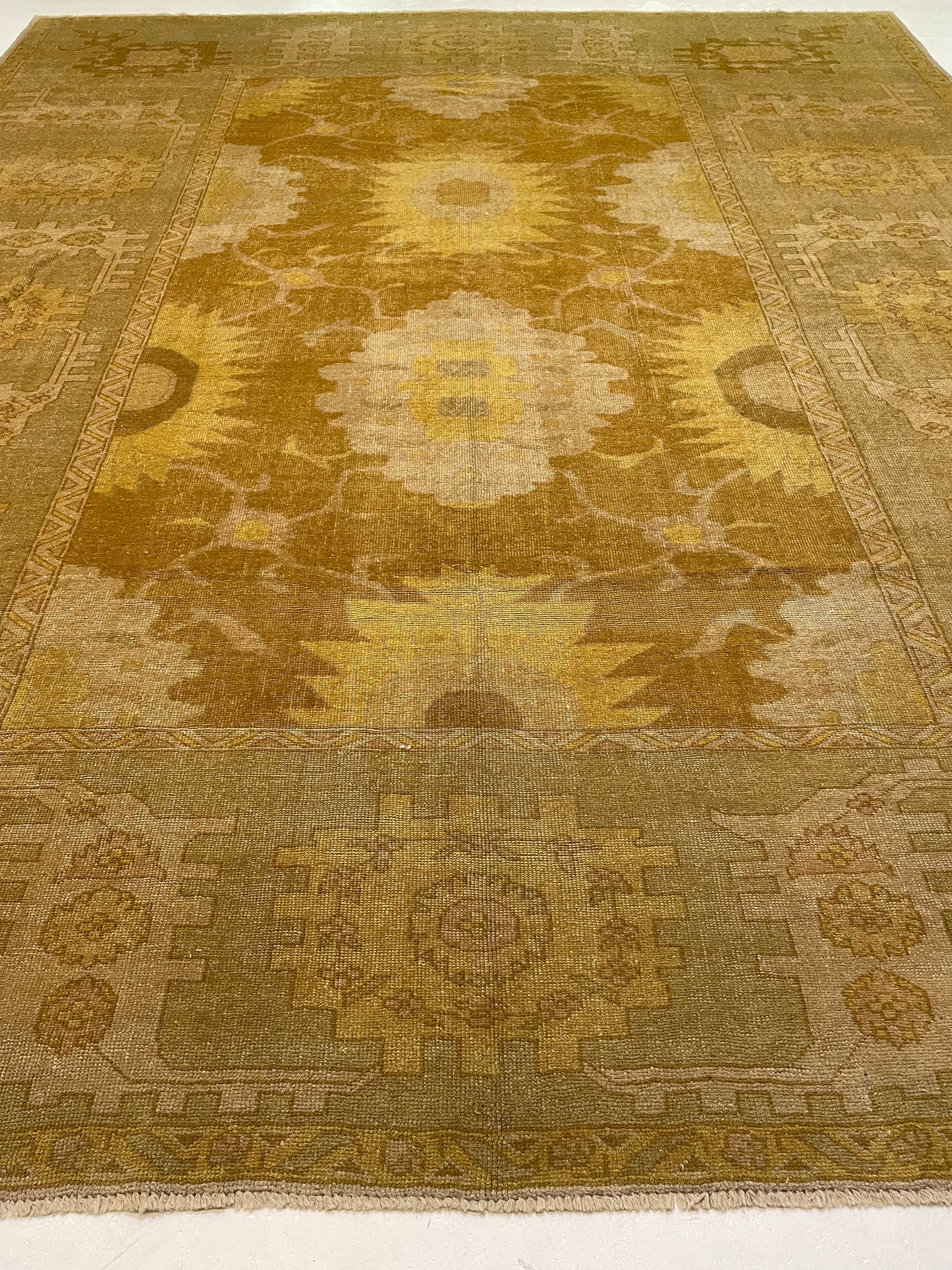 Hand-Knotted Wool Rug Turkish Oushak 11'5" x 13'10"