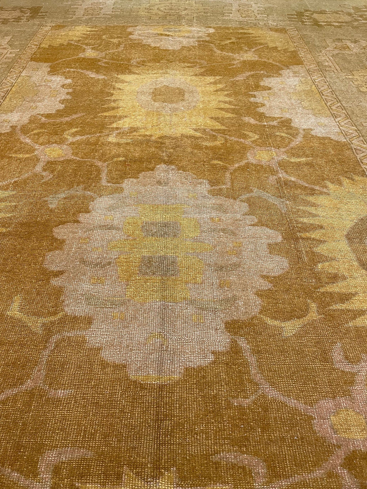 Hand-Knotted Wool Rug Turkish Oushak 11'5" x 13'10"