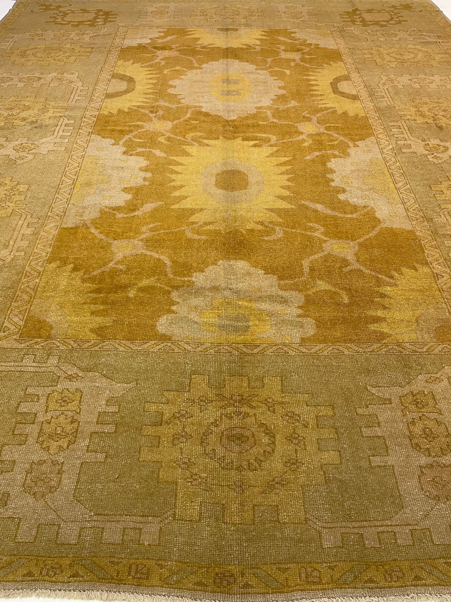 Hand-Knotted Wool Rug Turkish Oushak 11'5" x 13'10"
