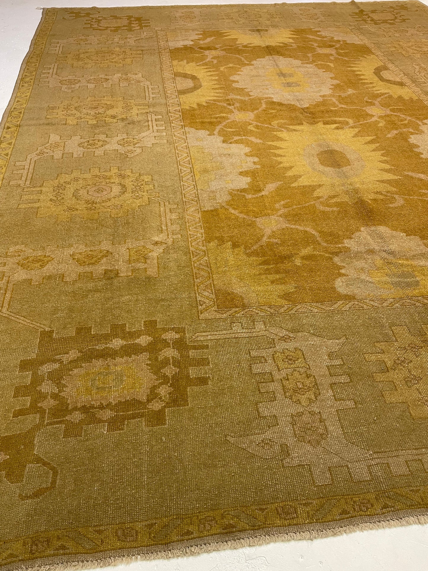 Hand-Knotted Wool Rug Turkish Oushak 11'5" x 13'10"