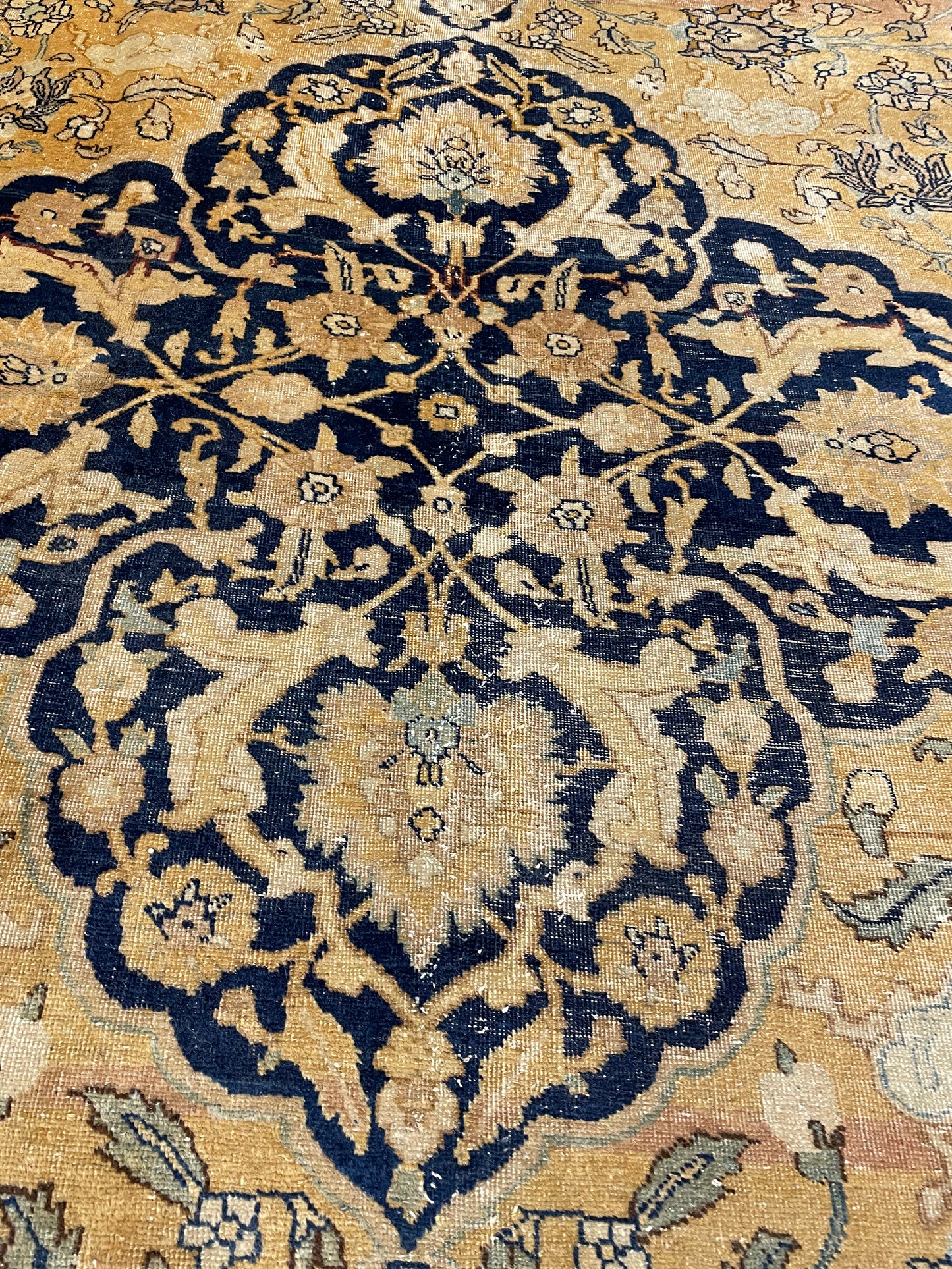 Antique Hand-Knotted Wool Rug Turkish Oushak 10'9" x 12'11"