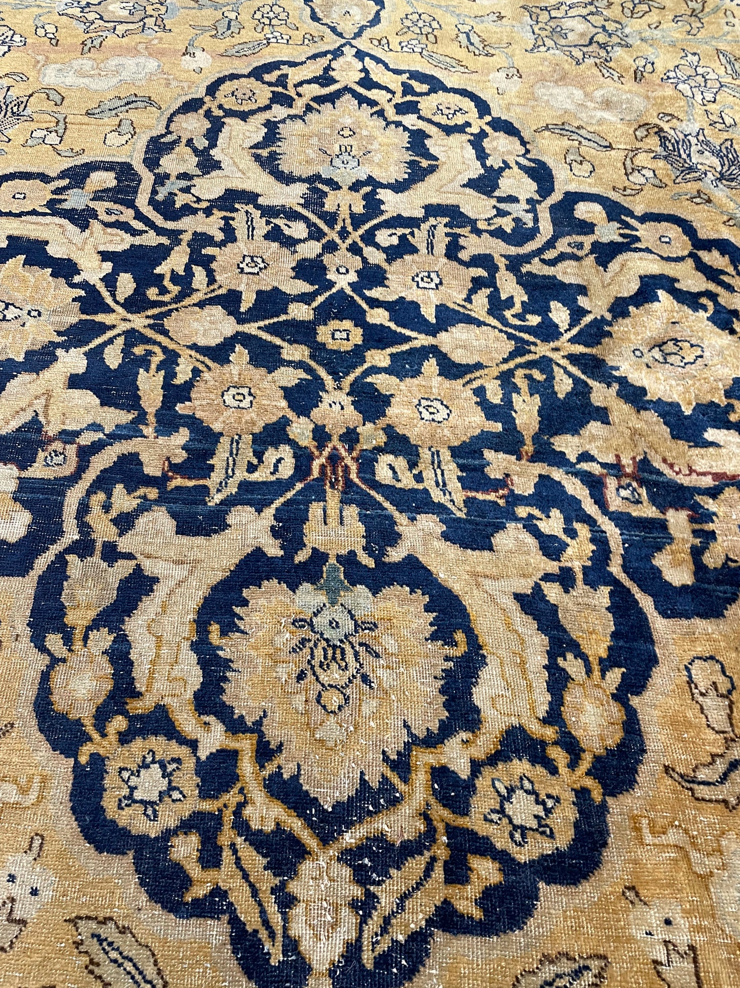 Antique Hand-Knotted Wool Rug Turkish Oushak 10'9" x 12'11"