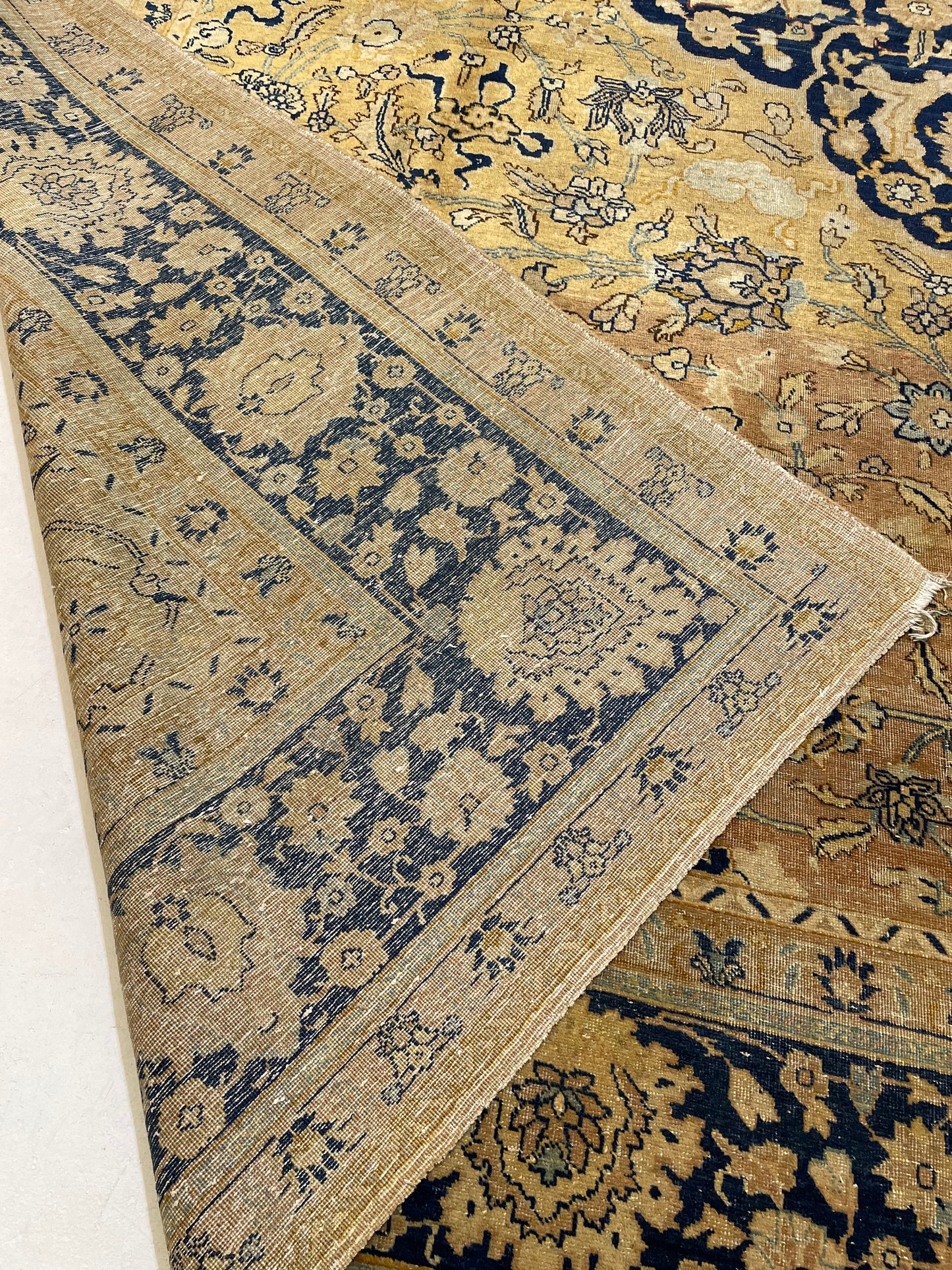 Antique Hand-Knotted Wool Rug Turkish Oushak 10'9" x 12'11"