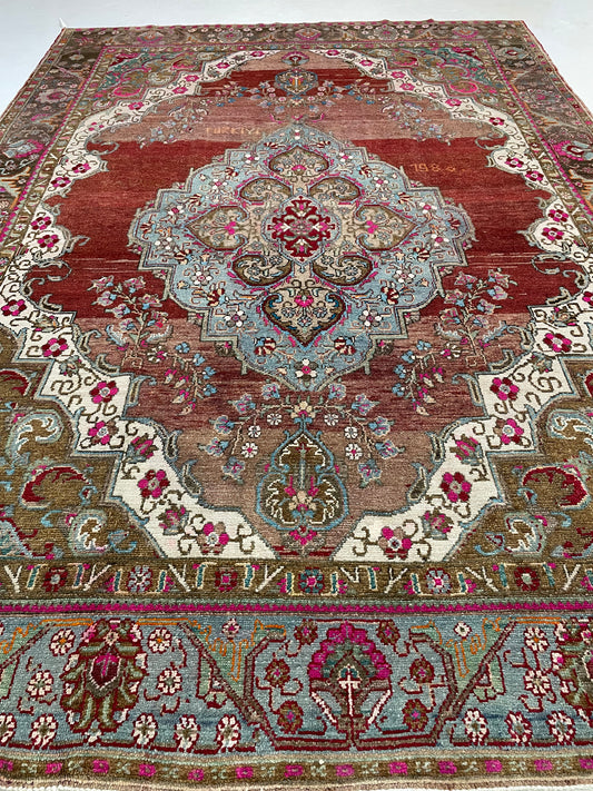Hand-Knotted Wool Rug Turkish Oushak 8'10" x 12'5"