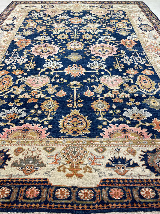 Hand-Knotted Wool Rug Turkish Oushak 10'7" x 14'7"