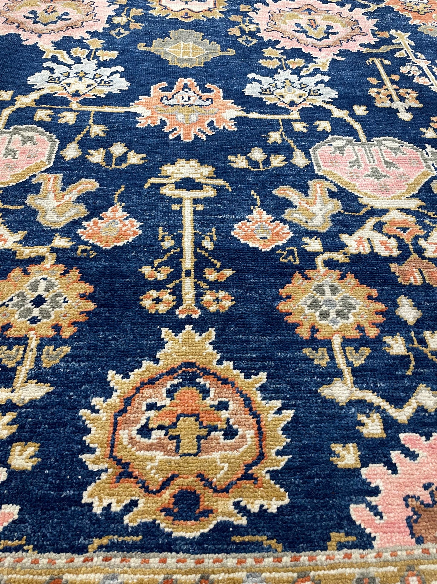 Hand-Knotted Wool Rug Turkish Oushak 10'7" x 14'7"