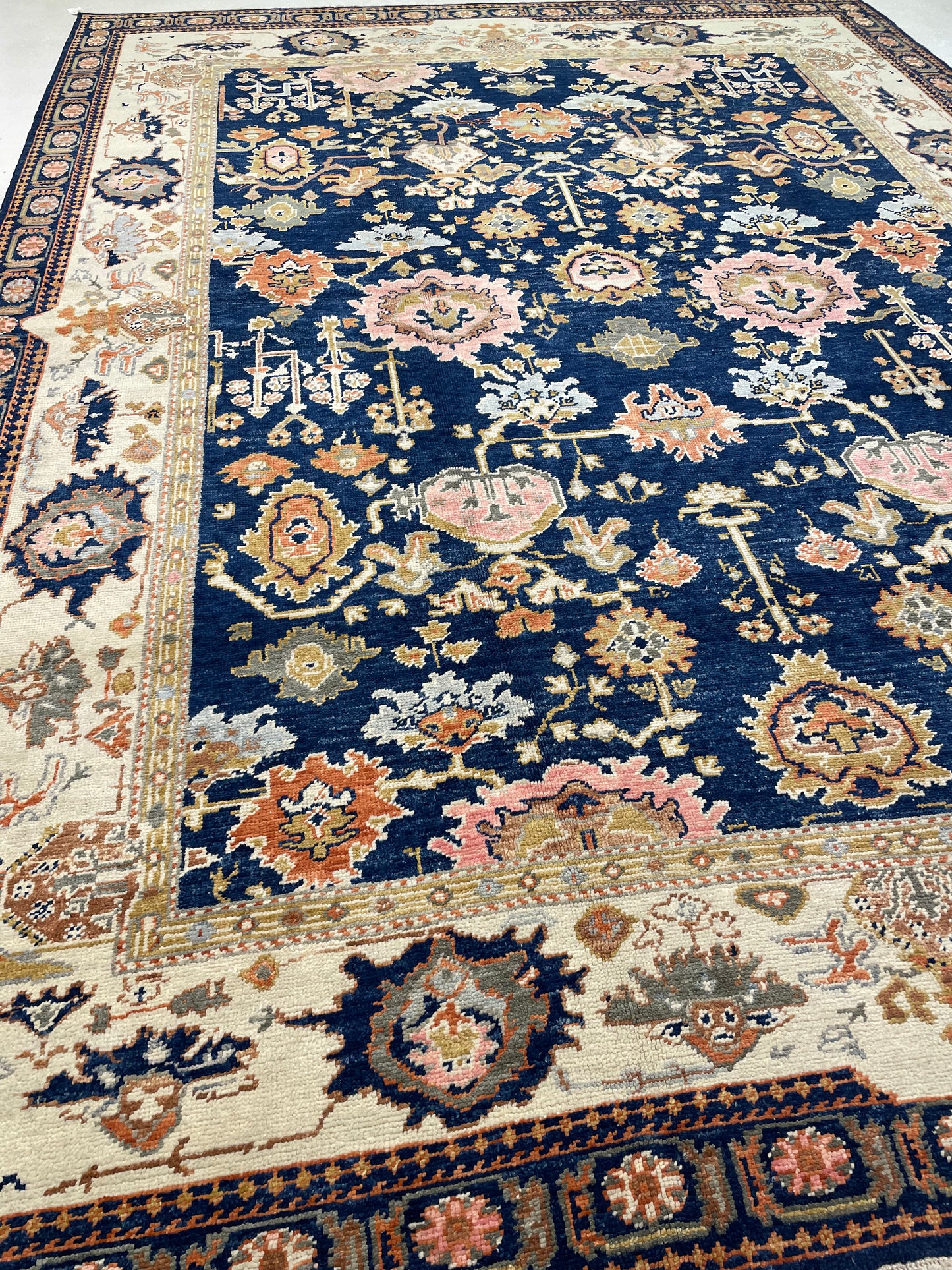 Hand-Knotted Wool Rug Turkish Oushak 10'7" x 14'7"