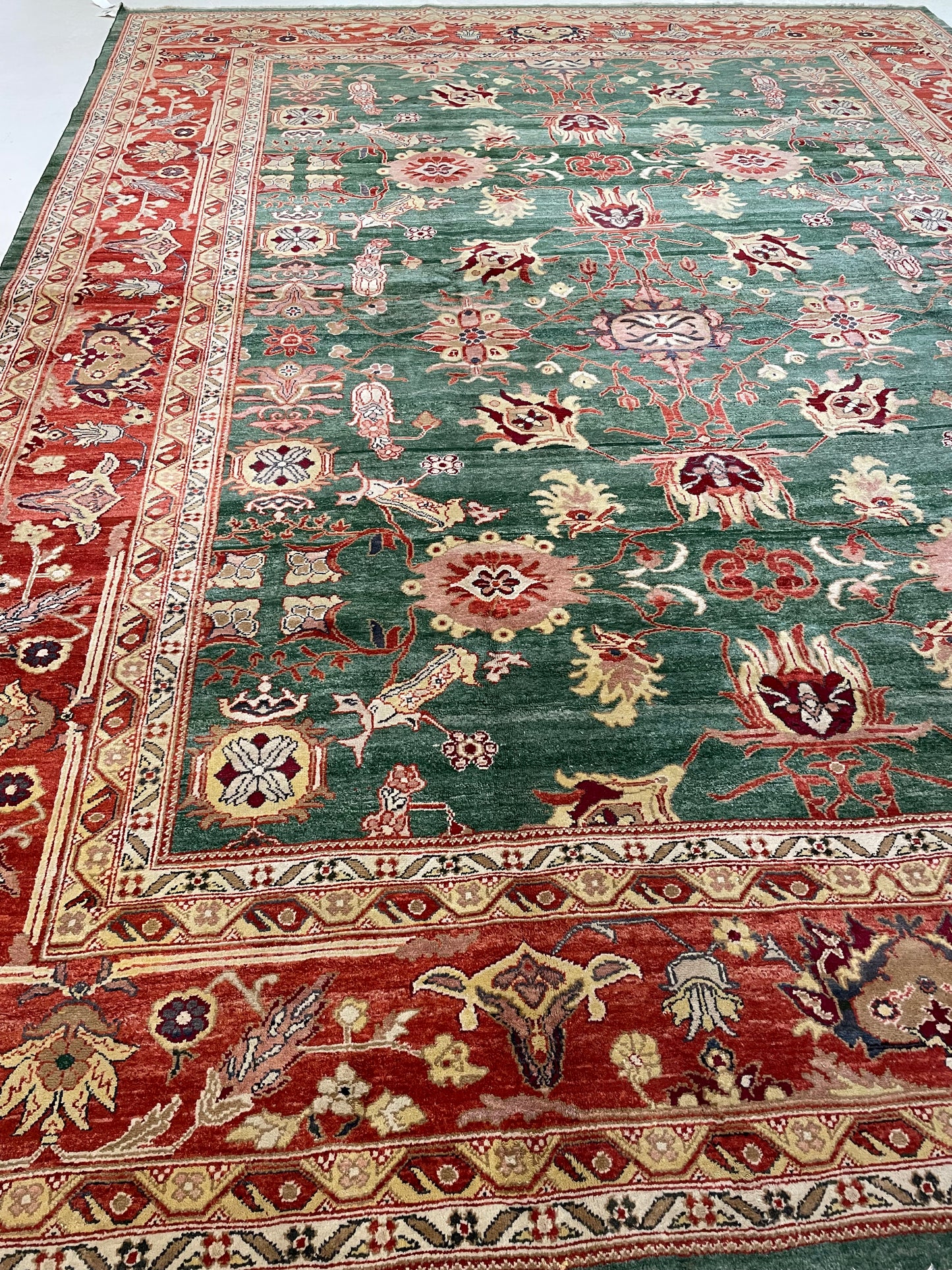 Hand-Knotted Wool Rug Turkish Oushak 10'6" x 13'8"