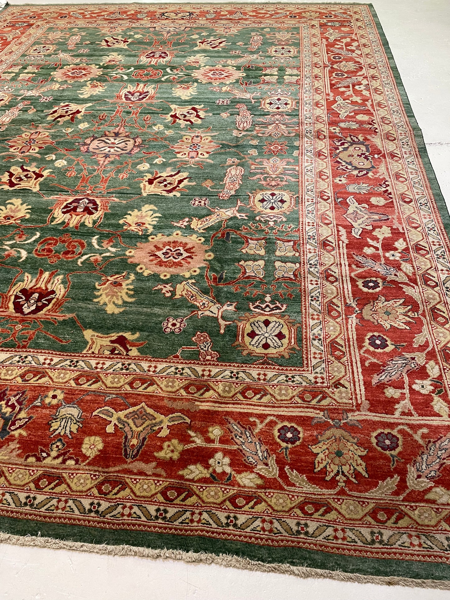 Hand-Knotted Wool Rug Turkish Oushak 10'6" x 13'8"