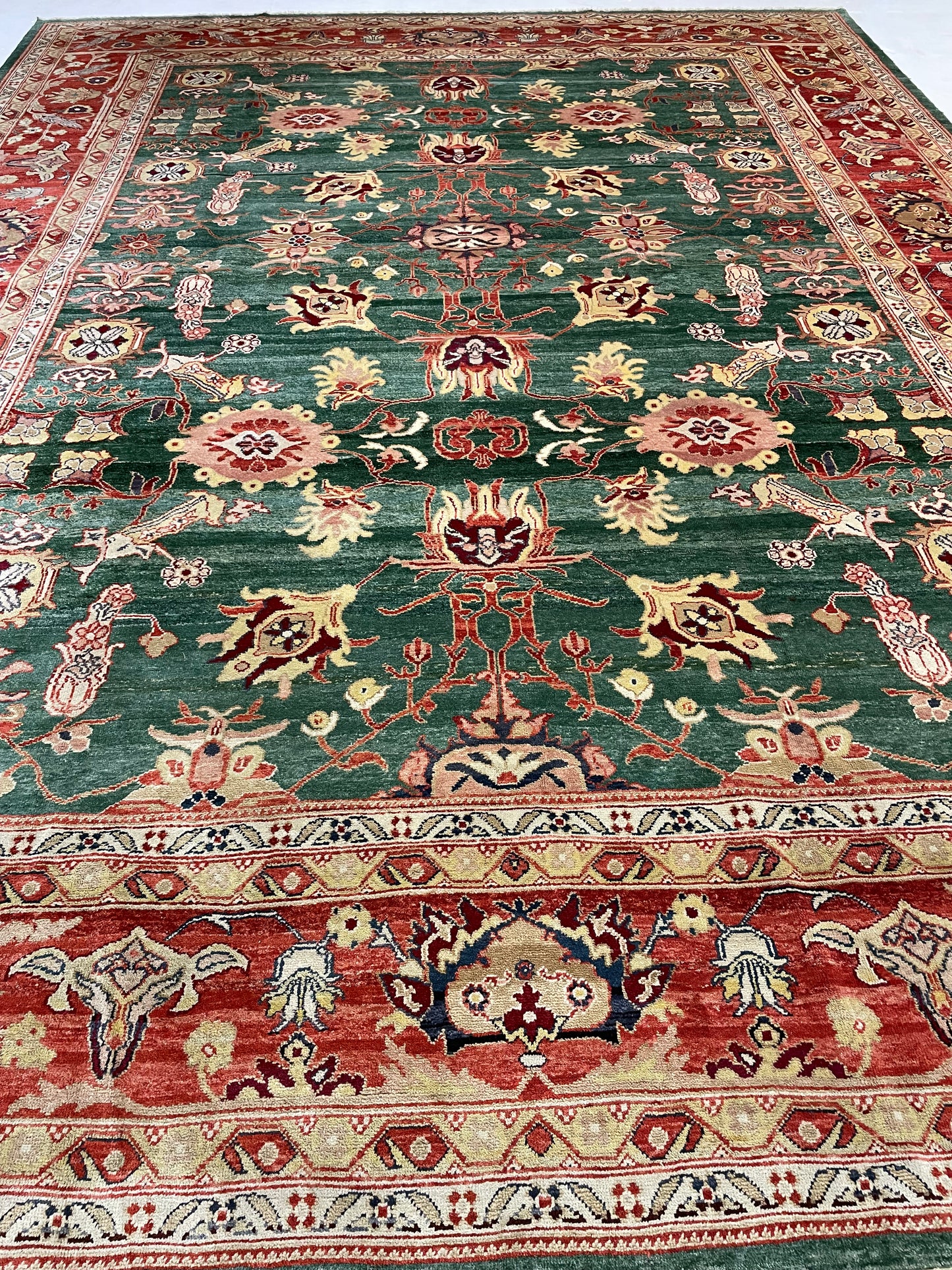 Hand-Knotted Wool Rug Turkish Oushak 10'6" x 13'8"