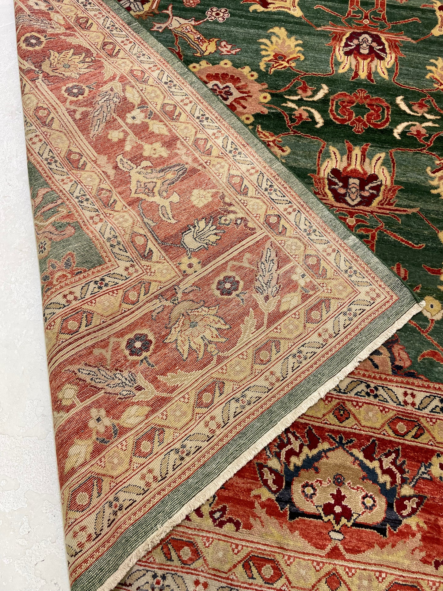 Hand-Knotted Wool Rug Turkish Oushak 10'6" x 13'8"