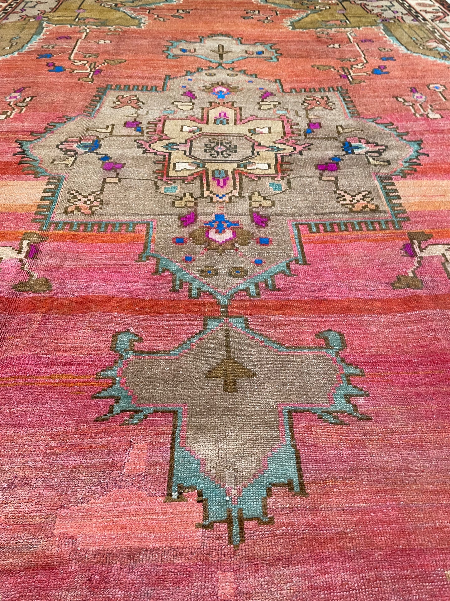 Hand-Knotted Wool Rug Turkish Oushak 9'7" x 14'1"