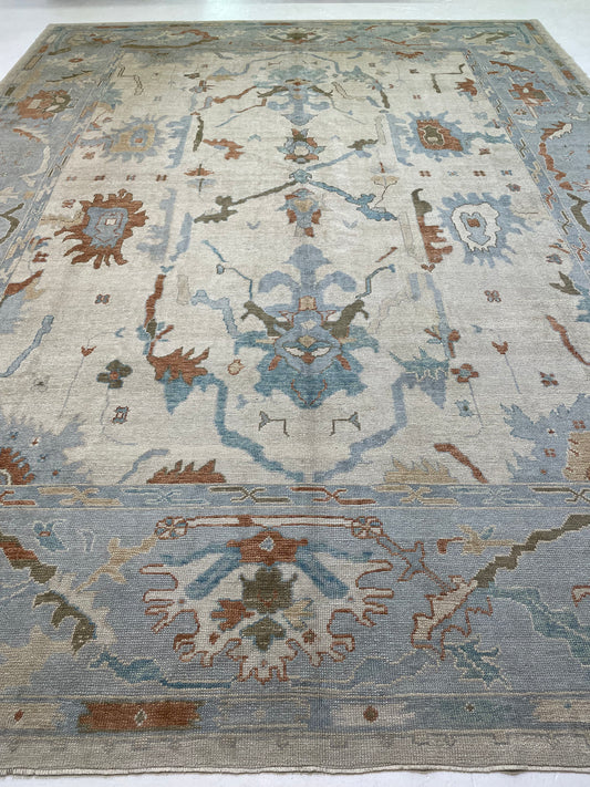 Hand-Knotted Wool Rug Turkish Oushak 12'3" x 16'