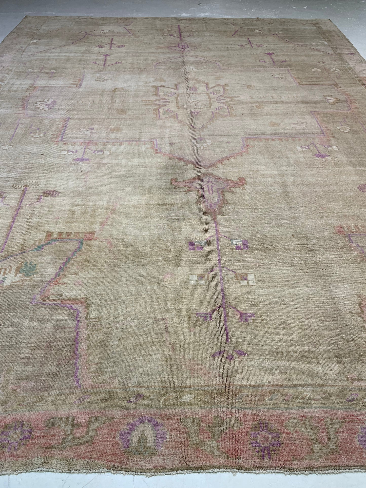 Antique Hand-Knotted Wool Rug Turkish Oushak 12' x 15'11"