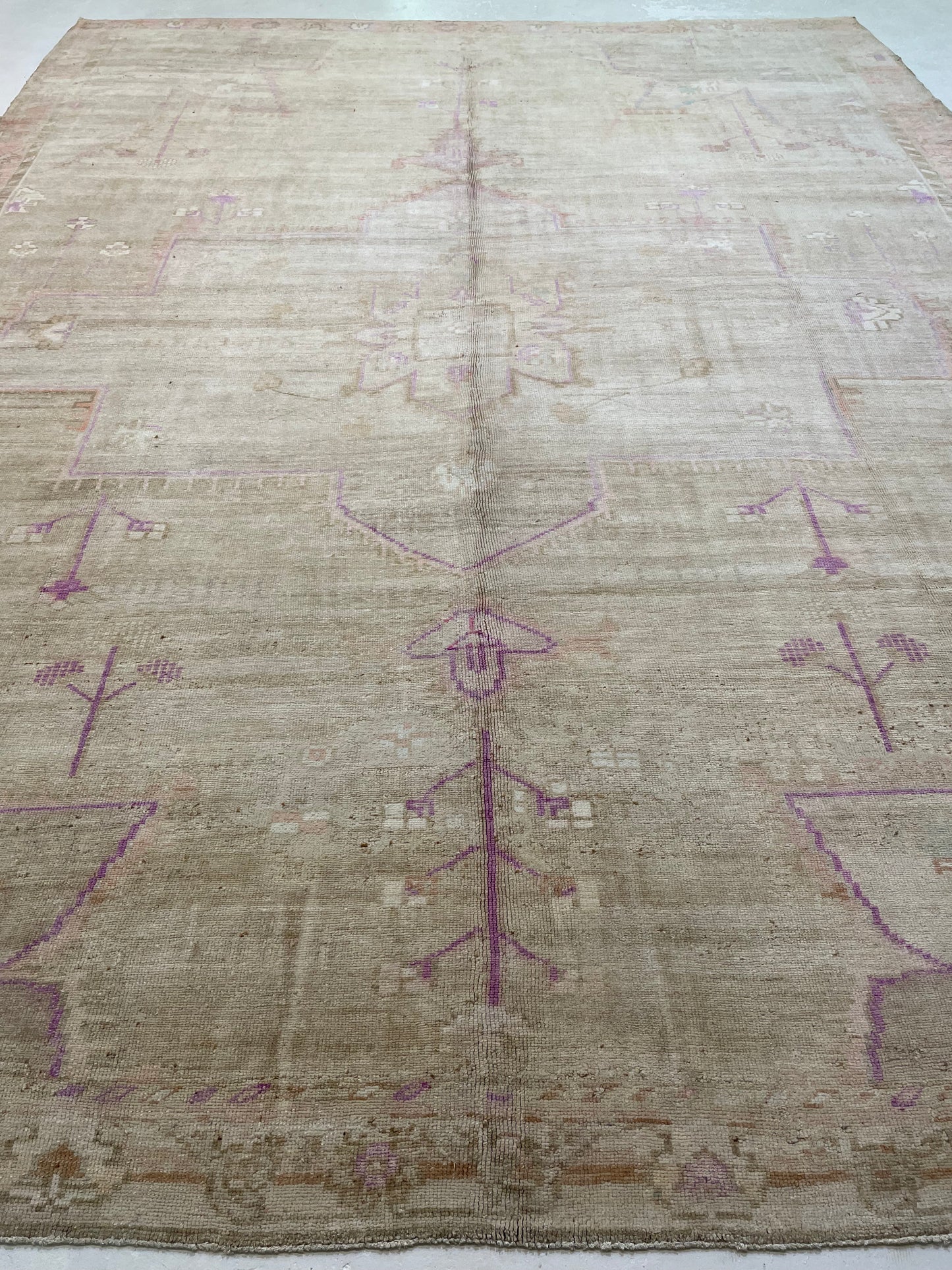 Antique Hand-Knotted Wool Rug Turkish Oushak 12' x 15'11"