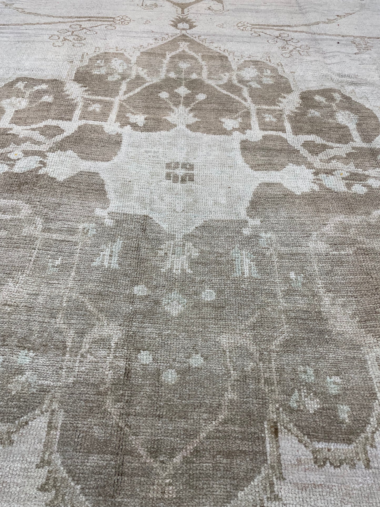 Antique Hand-Knotted Wool Rug Turkish Oushak 10'3" x 14'