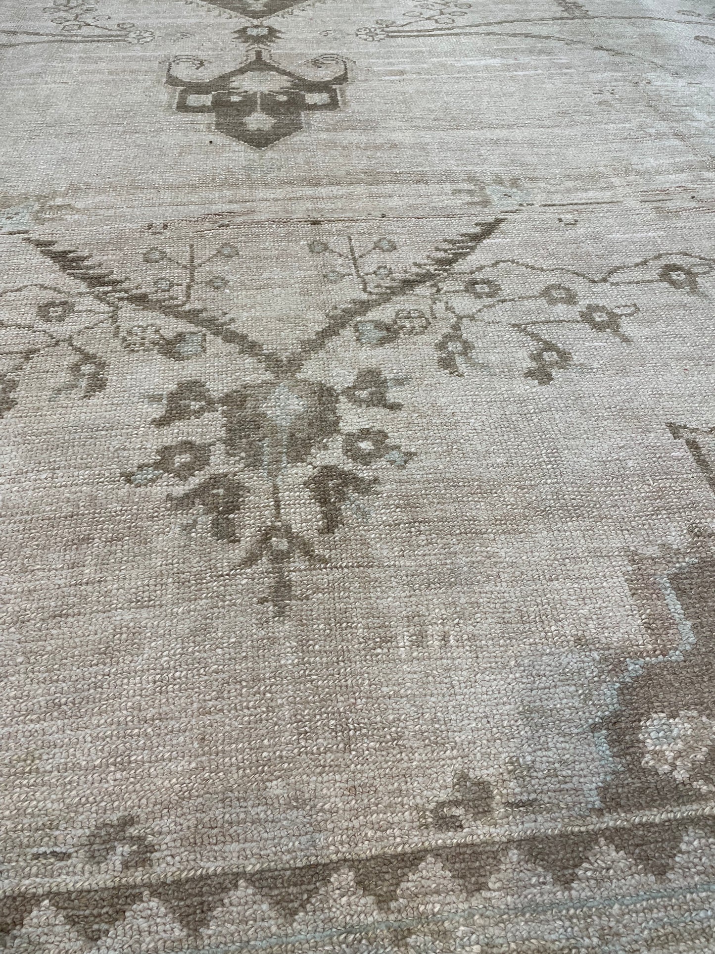 Antique Hand-Knotted Wool Rug Turkish Oushak 10'3" x 14'