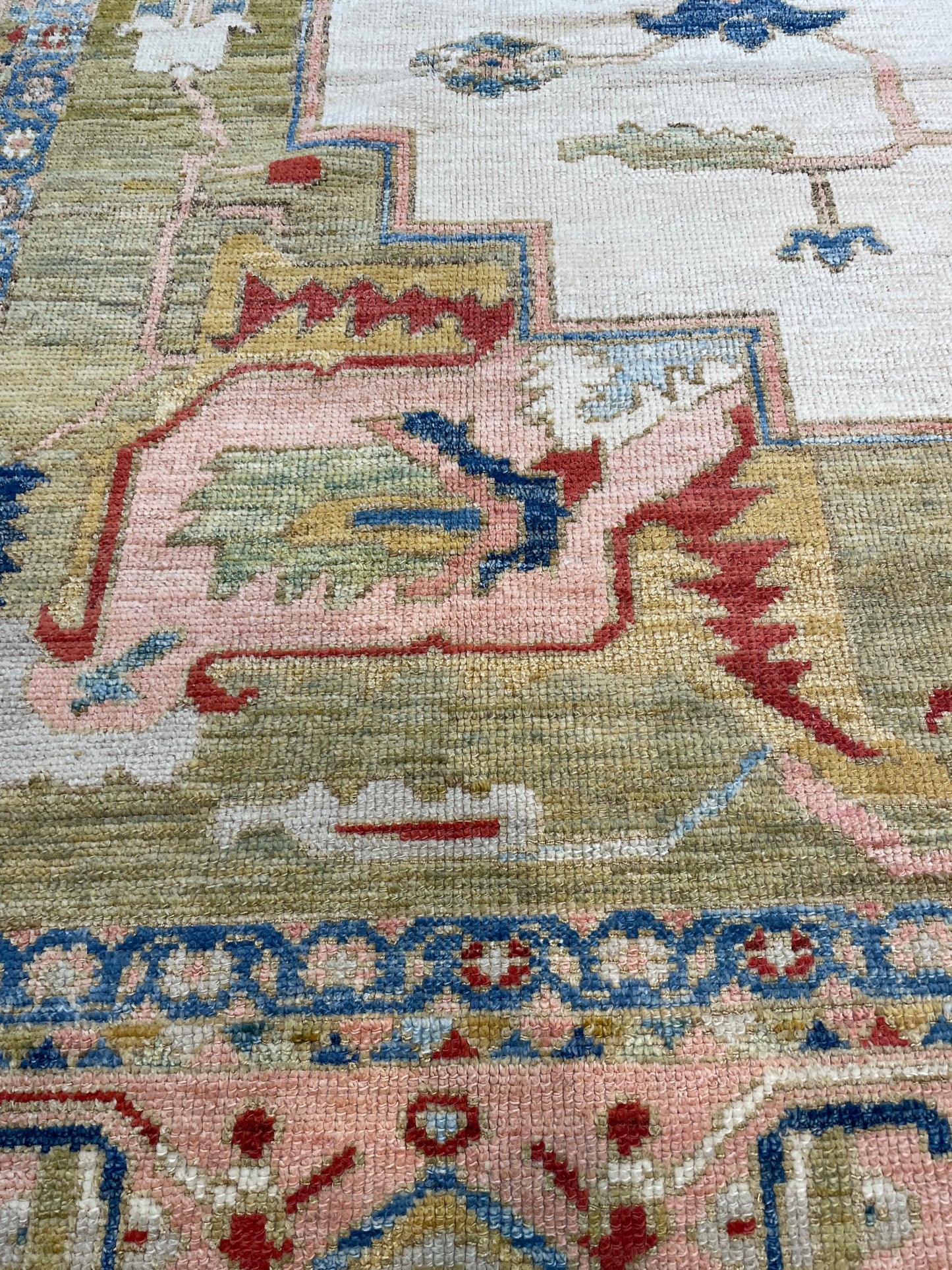 Hand-Knotted Wool Rug Serapi Design Turkish Oushak 12'1" x 15'4"