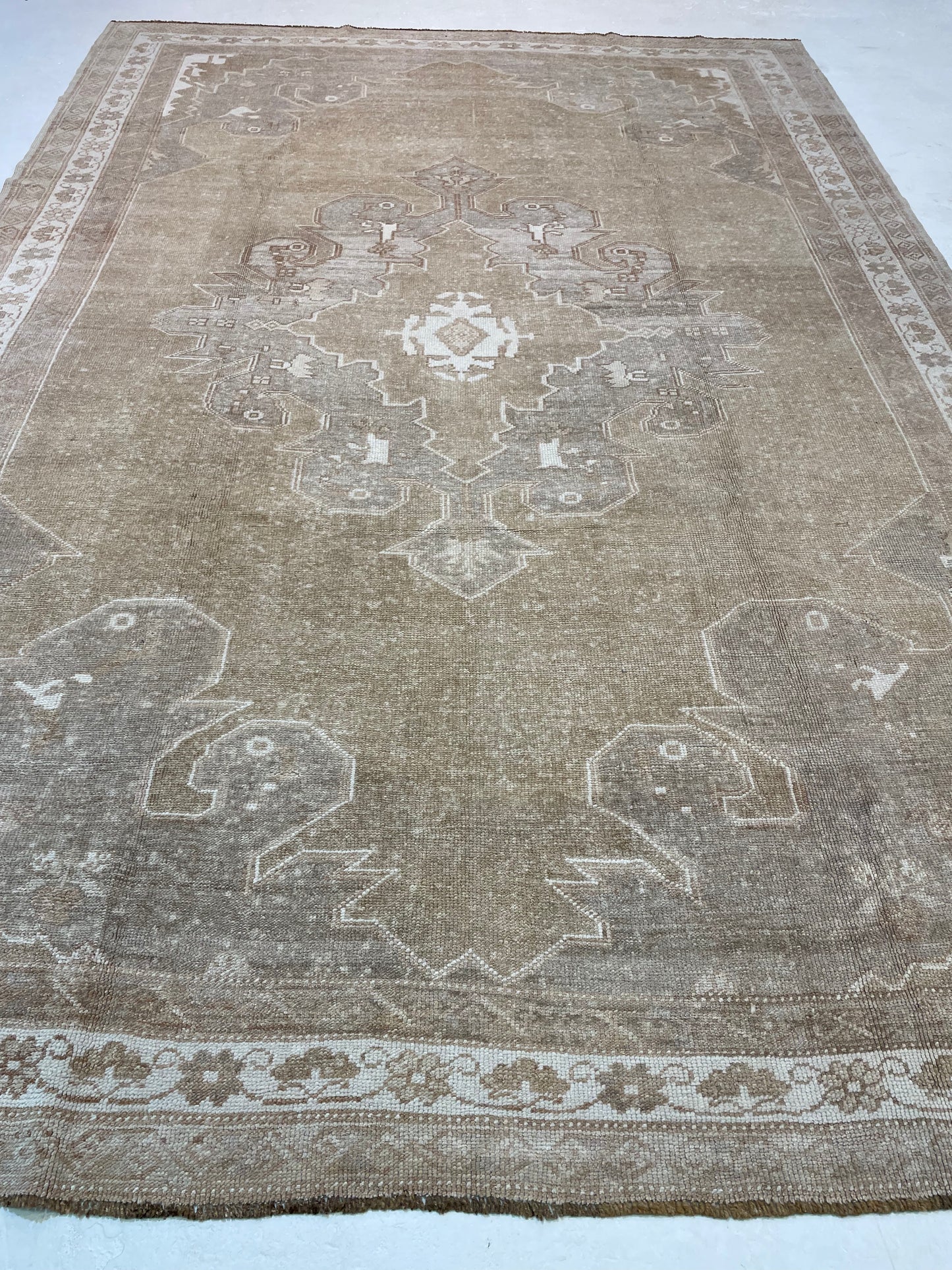 Hand-Knotted Wool Rug Turkish Oushak 7'2" x 10'5"