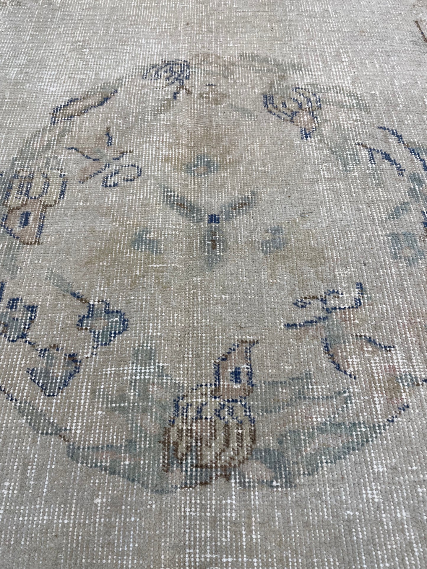 Hand-Knotted Wool Gallery Size Turkish Oushak 6'4" x 10'6"